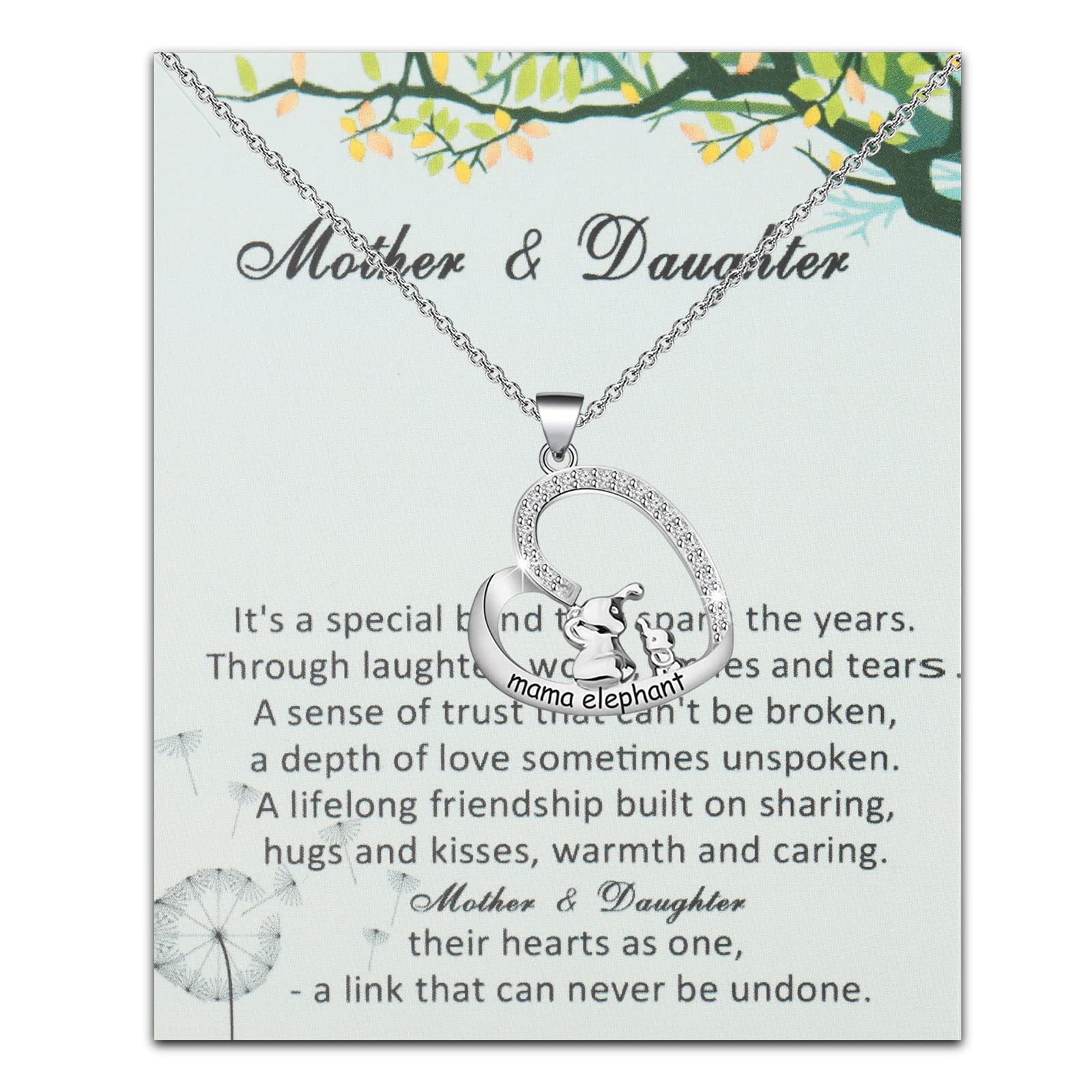 BNQLMama Elephant Necklace Mom Baby Elephant Necklace Mom Gifts Mother Daughter Jewelry Gifts for Mom Necklace