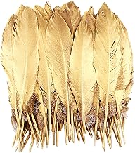 50 plumes dorées, plumes colorées, bijoux de plumes pour bricolage, plumes naturelles, décoration de plumes, peuvent être utilisées pour la fabrication d'accessoires de vêtements, de chapeaux et de