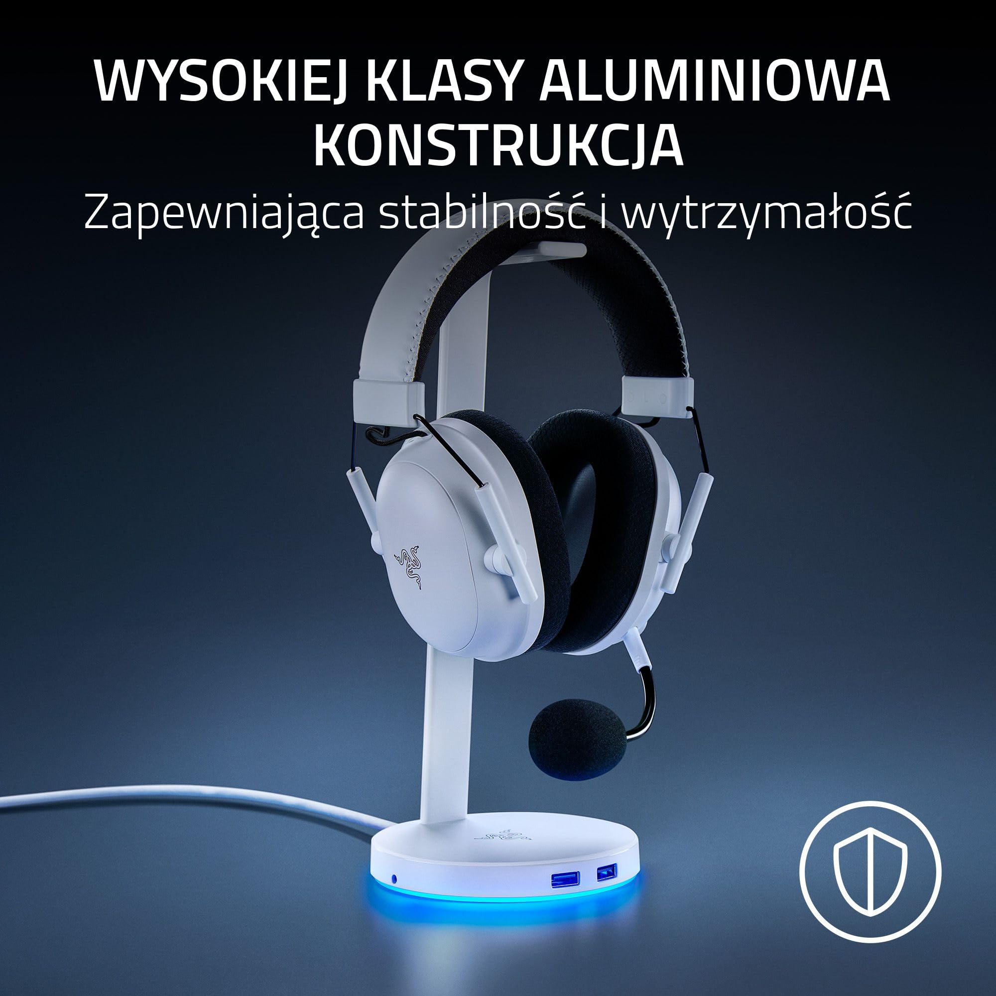 Razer Base Station V2 Chroma - podstawka pod zestaw słuchawkowy z hubem USB i oświetleniem RGB (z dźwiękiem przestrzennym 7.1, zintegrowanym uchwytem na słuchawki, antypoślizgową podstawką) Czarny