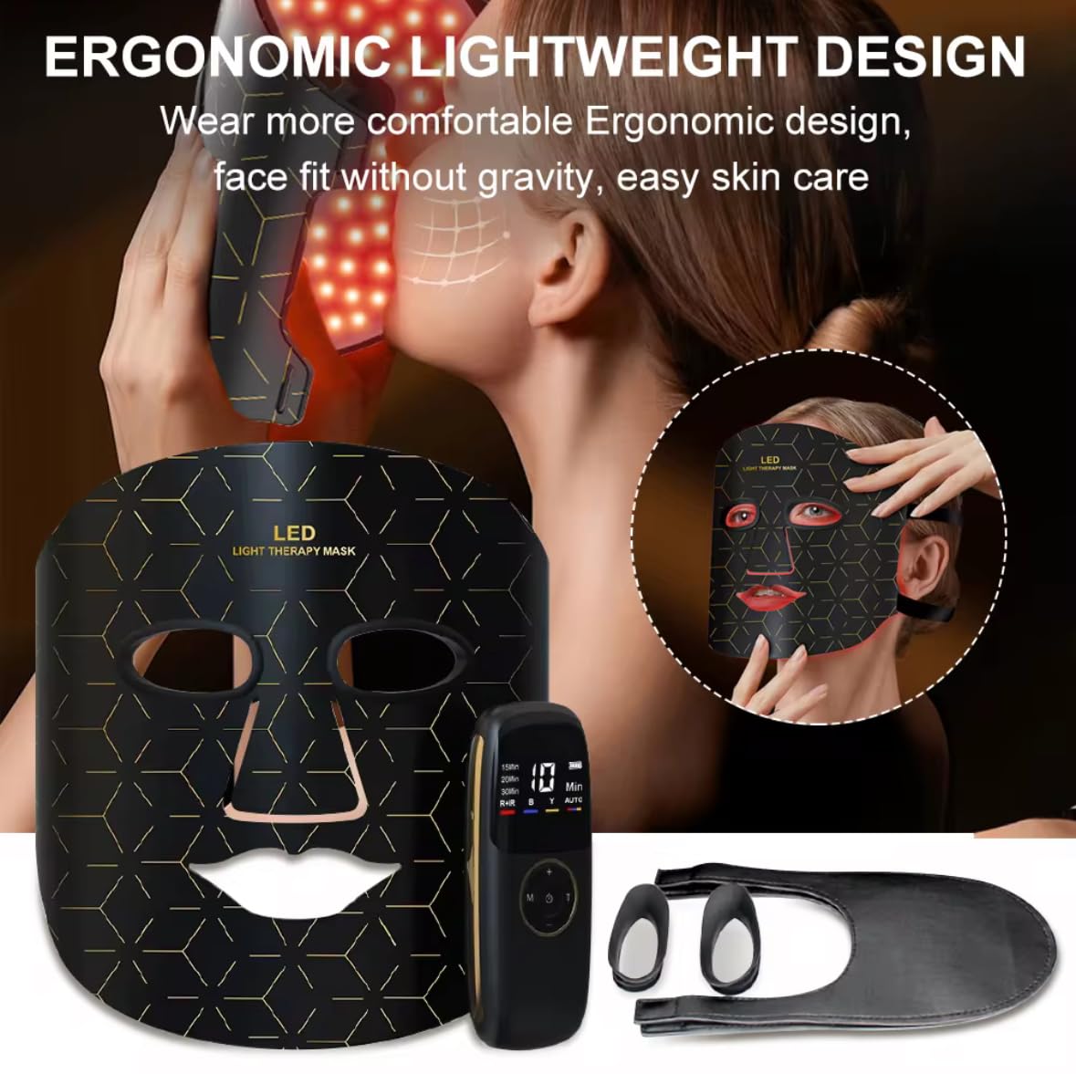 Masque Lumineux LED Visage Professionnel - Thérapie Lumière Rouge & Infrarouge - Soin Anti-Âge et Acné à Domicile - Appareil de Beauté High-Tech avec Télécommande, Technologie à Lumière LED