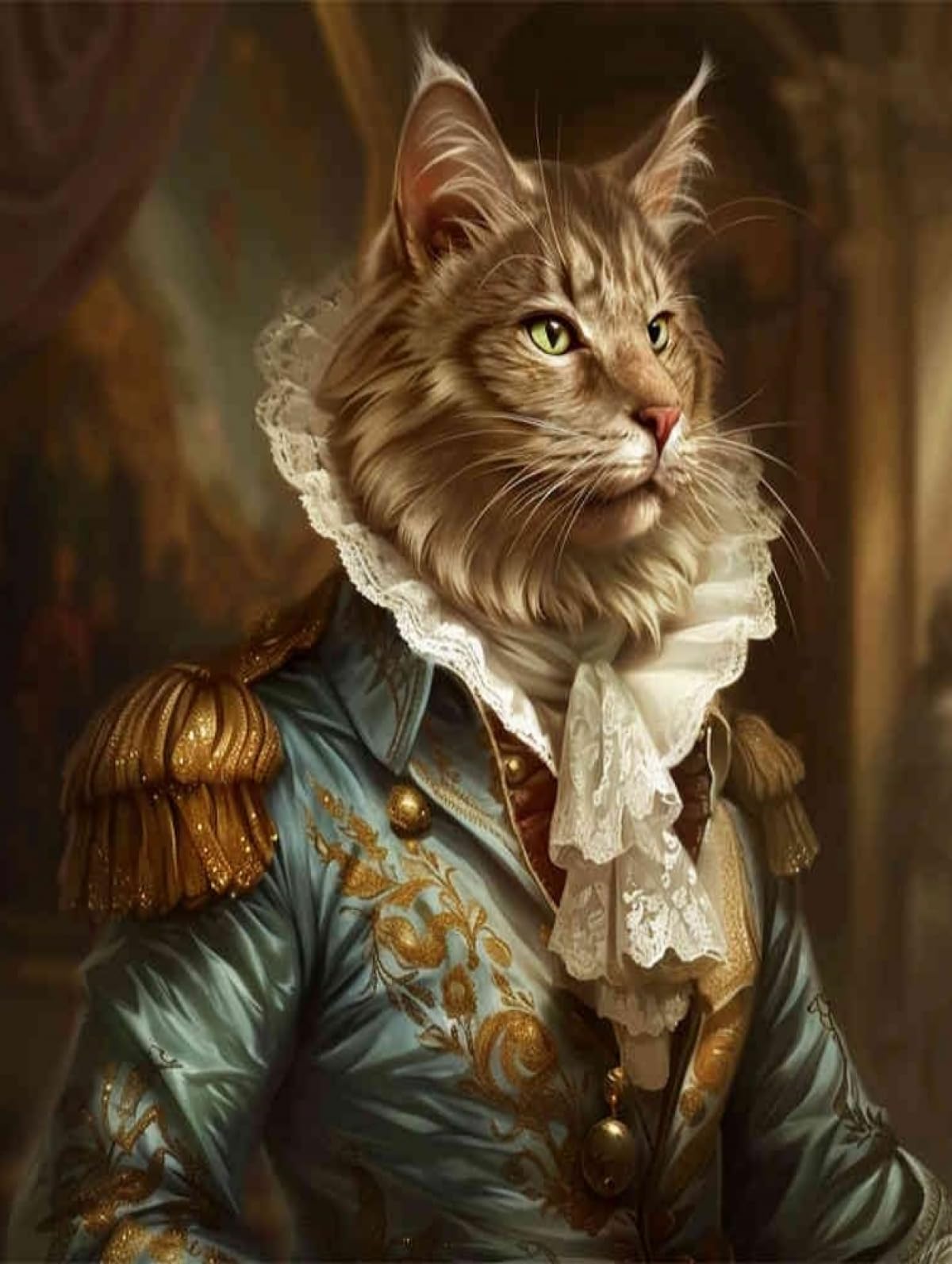 Ayaoyanggo Color 11Ct Cross Stitch Patterns Fantasy Animals Embroidery Kit Cat In Clothes Pre Printed Cross Stitch Kits For Adults，Diy Wall Art Decor For Beginners 40X50cm