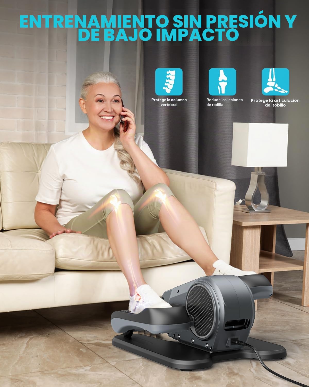 Gonex Mini Eliptica Eléctrica Pedaleador Electrico Pedales para Personas Mayores Ancianos Ejercicio en Casa 16 Velocità 12 Programmi Auto con Telecomando Pantalla LCD Grande