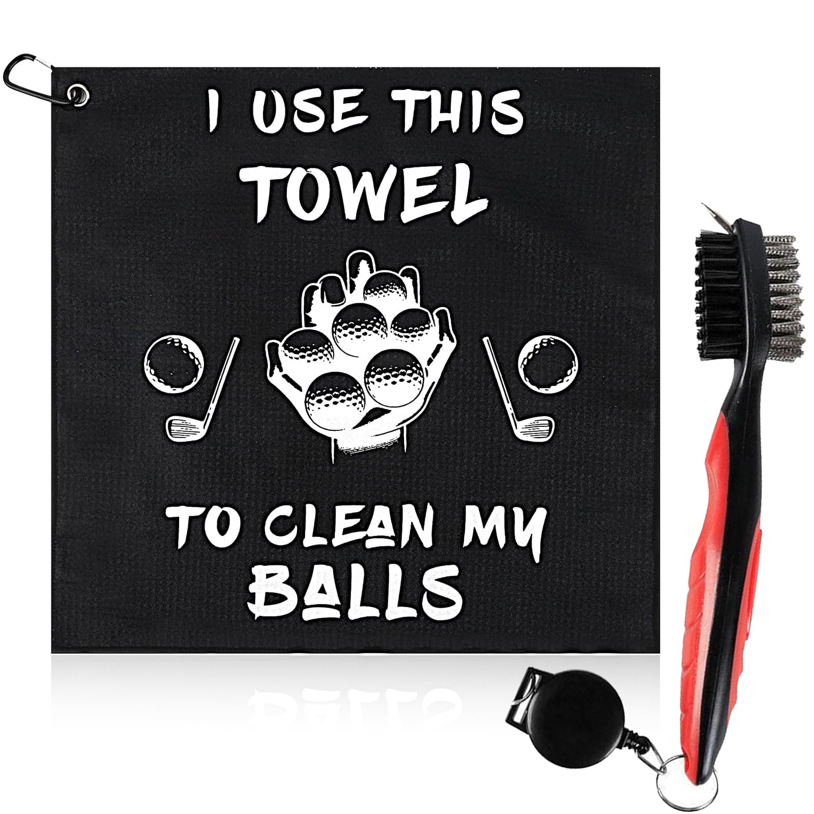 Sxtdkmj Men's Black Golf Towel Set, Golf Accessories Personalised Golf Gifts For Funny Golf Towels For Golf Bags With Clip Novelty Golf Presents For Dad Husband Boyfriend