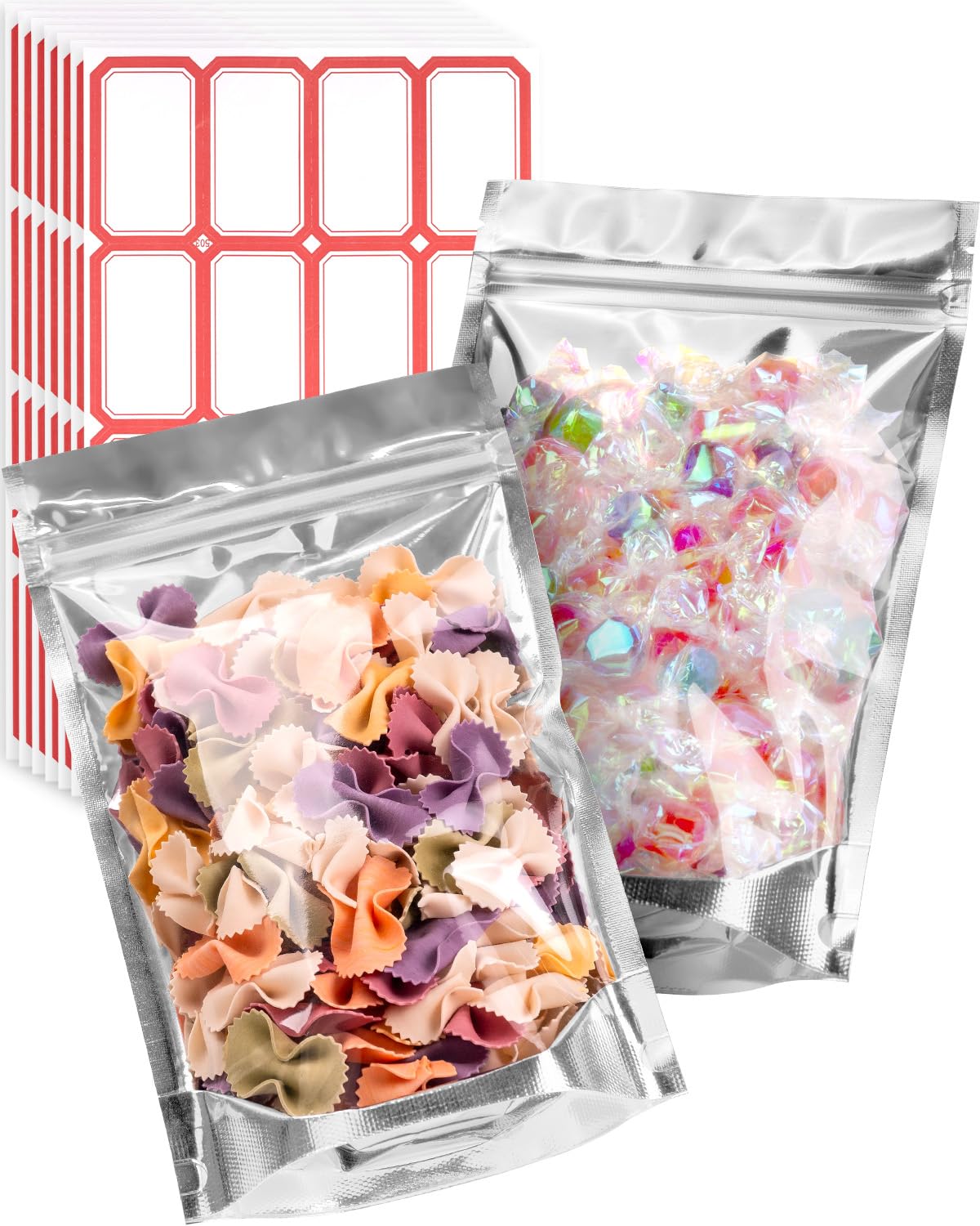 200 Pcs 5"x8" Mylar Bags for Food Storage - Clear Front, Stand-up, Resealable Bags for Small Business Packaging Supplies, Snacks Candy Bath Salts Hand