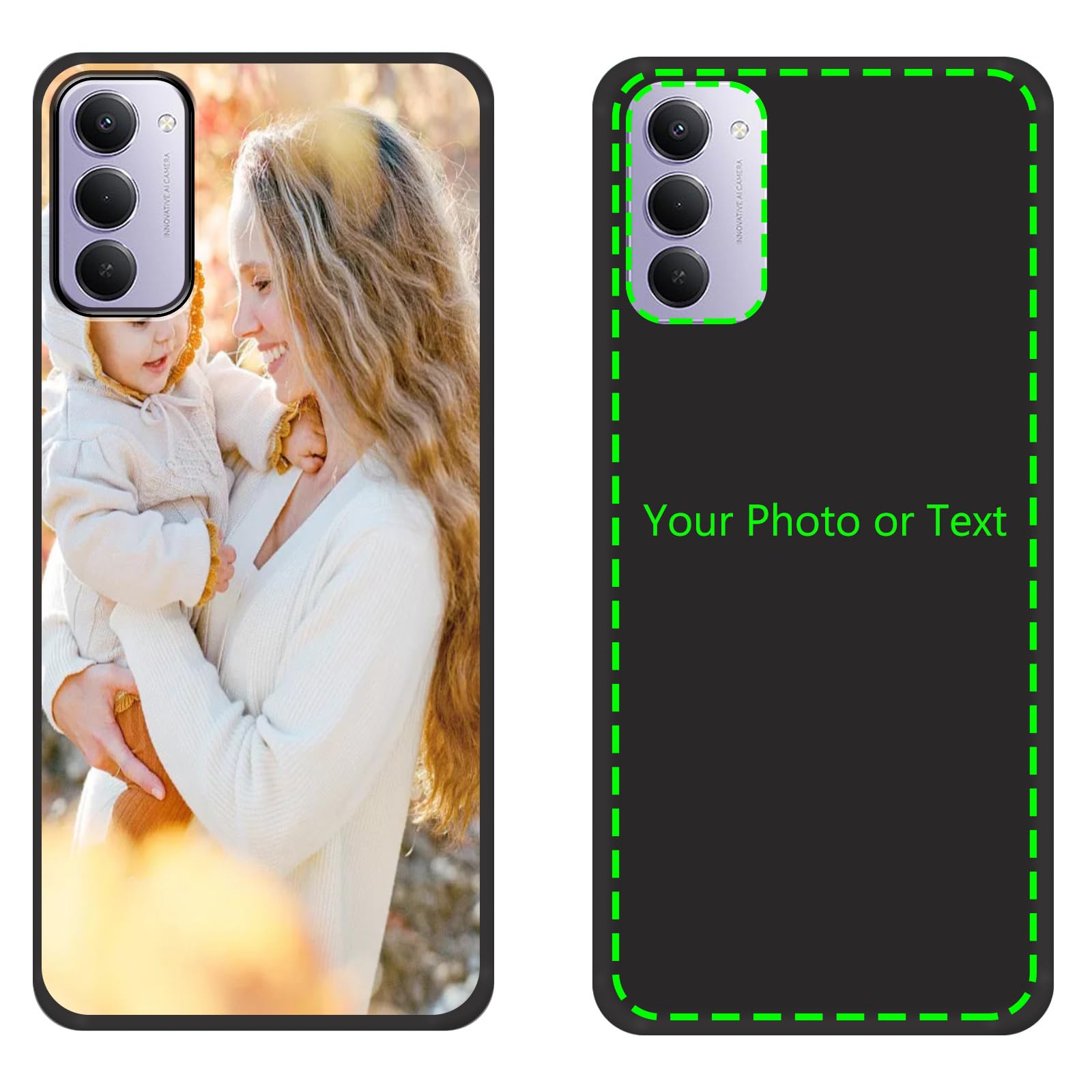 CXKJ Black Personalizzata Custodia per Oppo Reno 8 Lite (6.43 Pollice),con la Tua Foto,Immagine o Scritta Cover,Silicone Case Antiurto Bumper,per Reno 8 Lite Cover Personalizzata