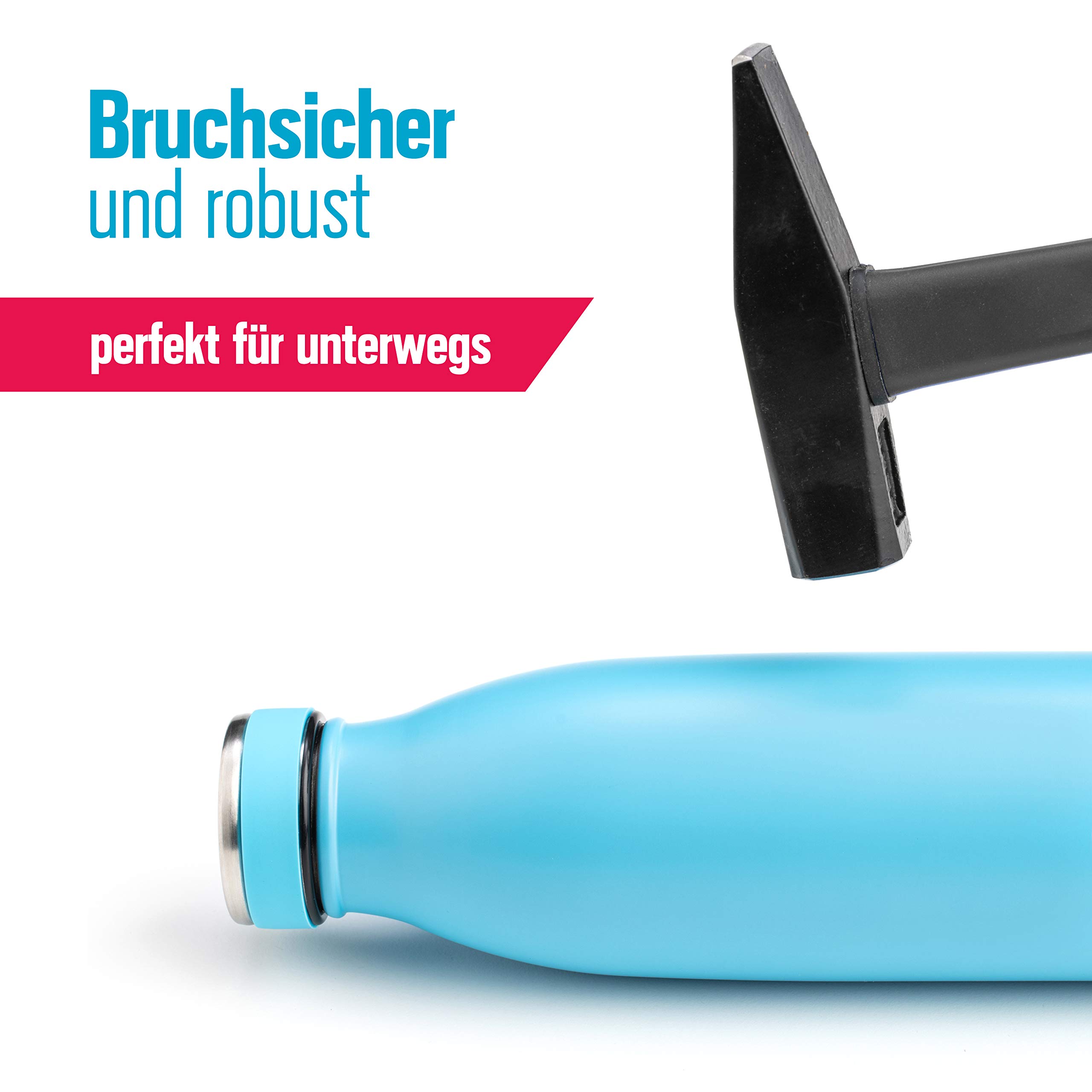 ALL4LUNCH Isolierflasche 500ml Edelstahl - Doppelwandig, Auslaufsicher, Bis Zu 20 Stunden Kalt