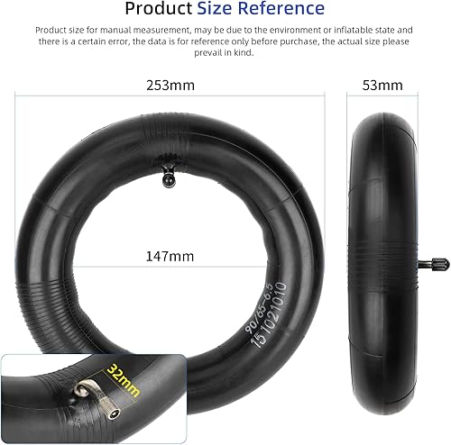 Miniatura 5 de ulip Paquete de 2 tubos interiores de repuesto 90/65-6.5 con 90 grados para Dualtron Thunder Speedual Plus Zero 11X y otros patinetes eléctricos de