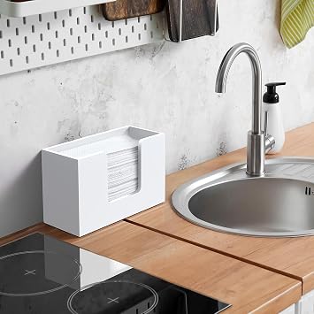 Paper Towel Dispenser Countertop, Wooden Bathroom Paper Towel Holder, Black Napkin Holder for Kitchen, Trifold Paper Hand Towel Dispenser for Bathroom Toilet
