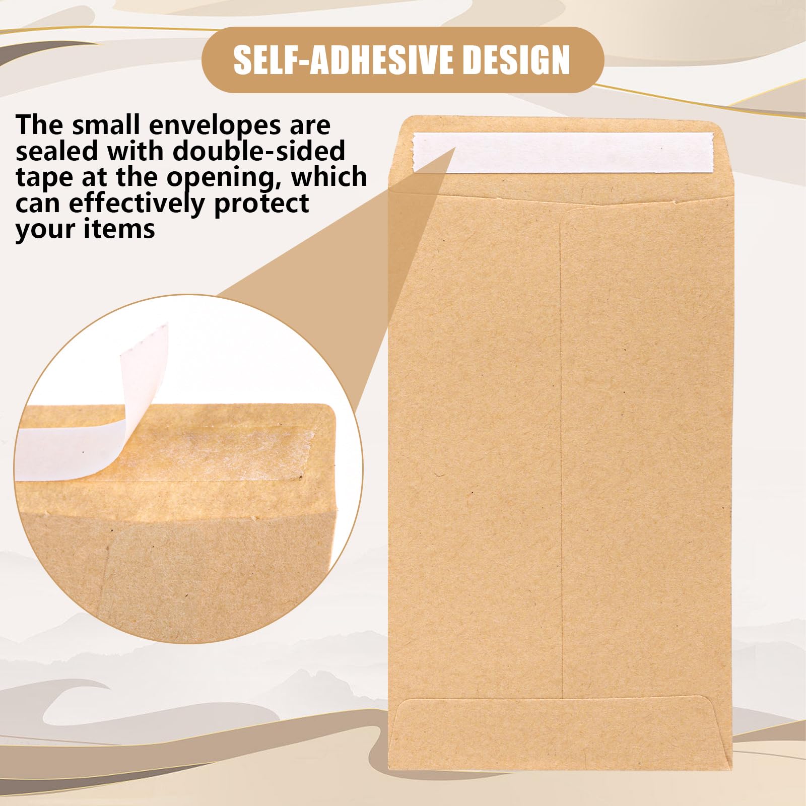 Enveloppes autocollantes papier kraft 6x10 cm lot de 500 marron