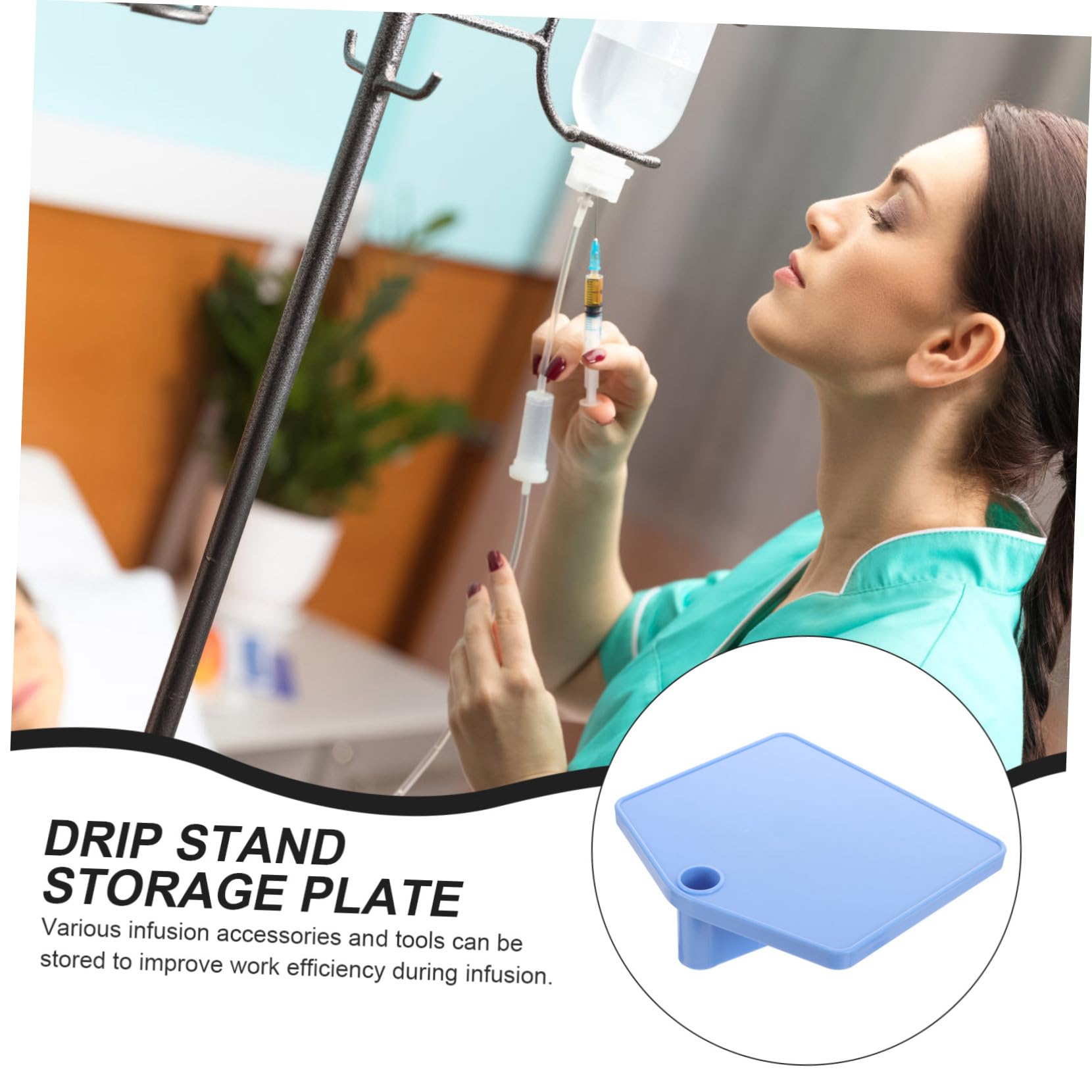 Infusionsständer Tablett aus Kunststoff in Blau als Zubehör | Aufbewahrungsplatte für Infusionswerkzeug und Medizinbedarf, Leichtes Format, Einfache Montage, Krankenhausbedarf