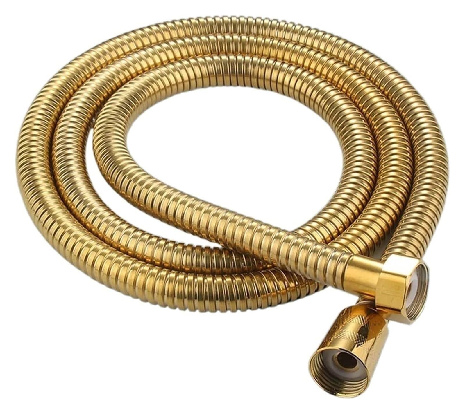 Manguera de ducha de 150 cm y 200 cm, tubo de extensión de agua flexible de acero inoxidable para fontanería, acabado dorado, tubo largo para cabezales de ducha