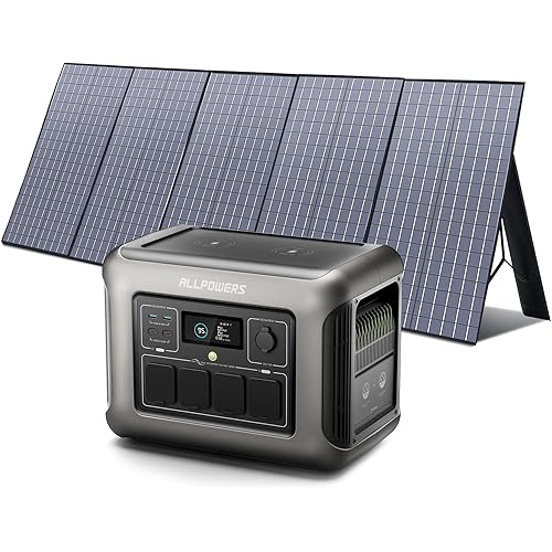 [2025 New Version] ALLPOWERS R1500 LITE Portable Power Station with SP037 Solar Panel, 1600W 1056Wh LiFePO4 Solar Generator with 400W Panel Included, Solar Power with UPS Function, Fast Charging