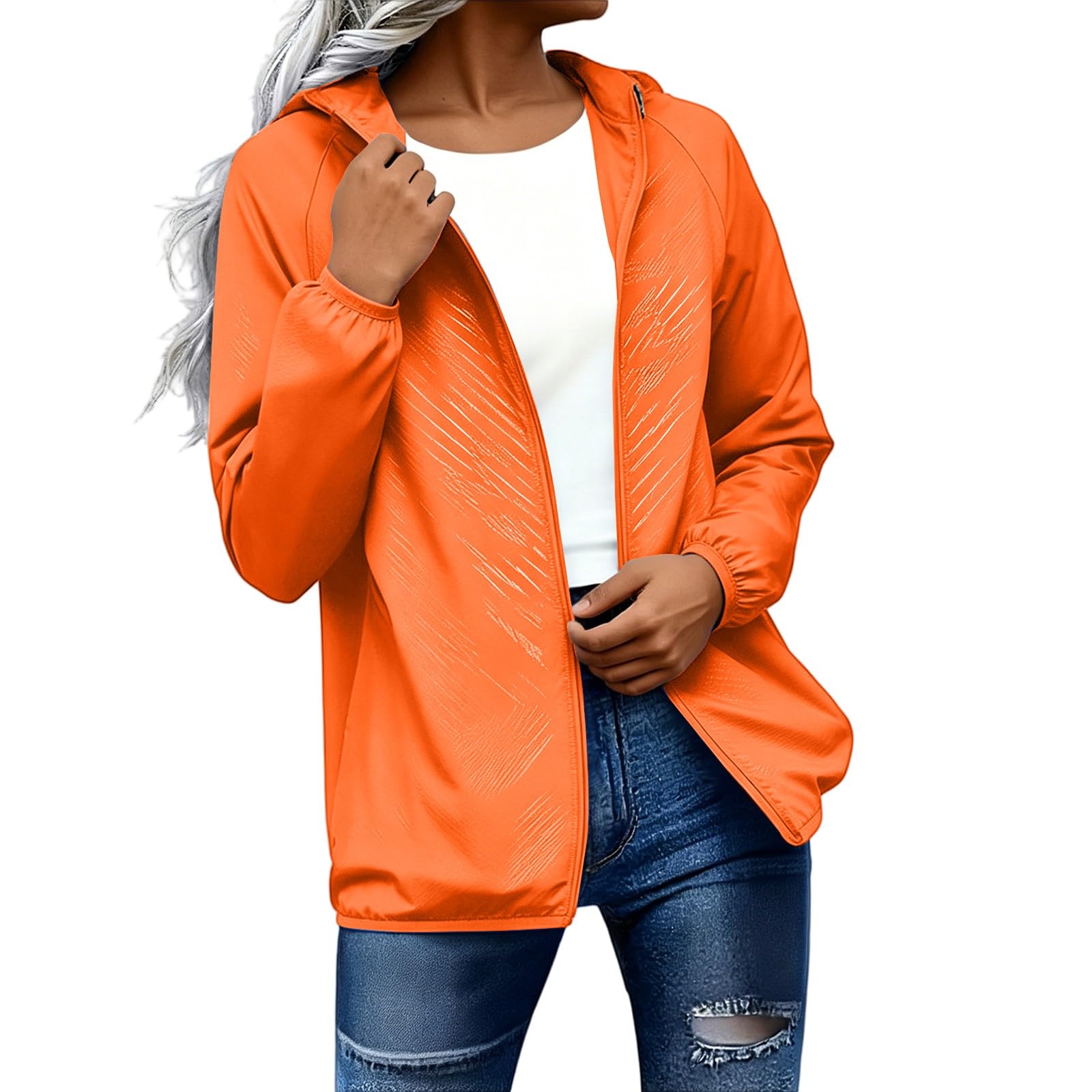 Chubasquero para mujer, resistente al agua, transpirable, chaqueta de entretiempo con capucha, plegable, deportiva, cortavientos, senderismo, chaqueta para exteriores, trekking, chaqueta softshell