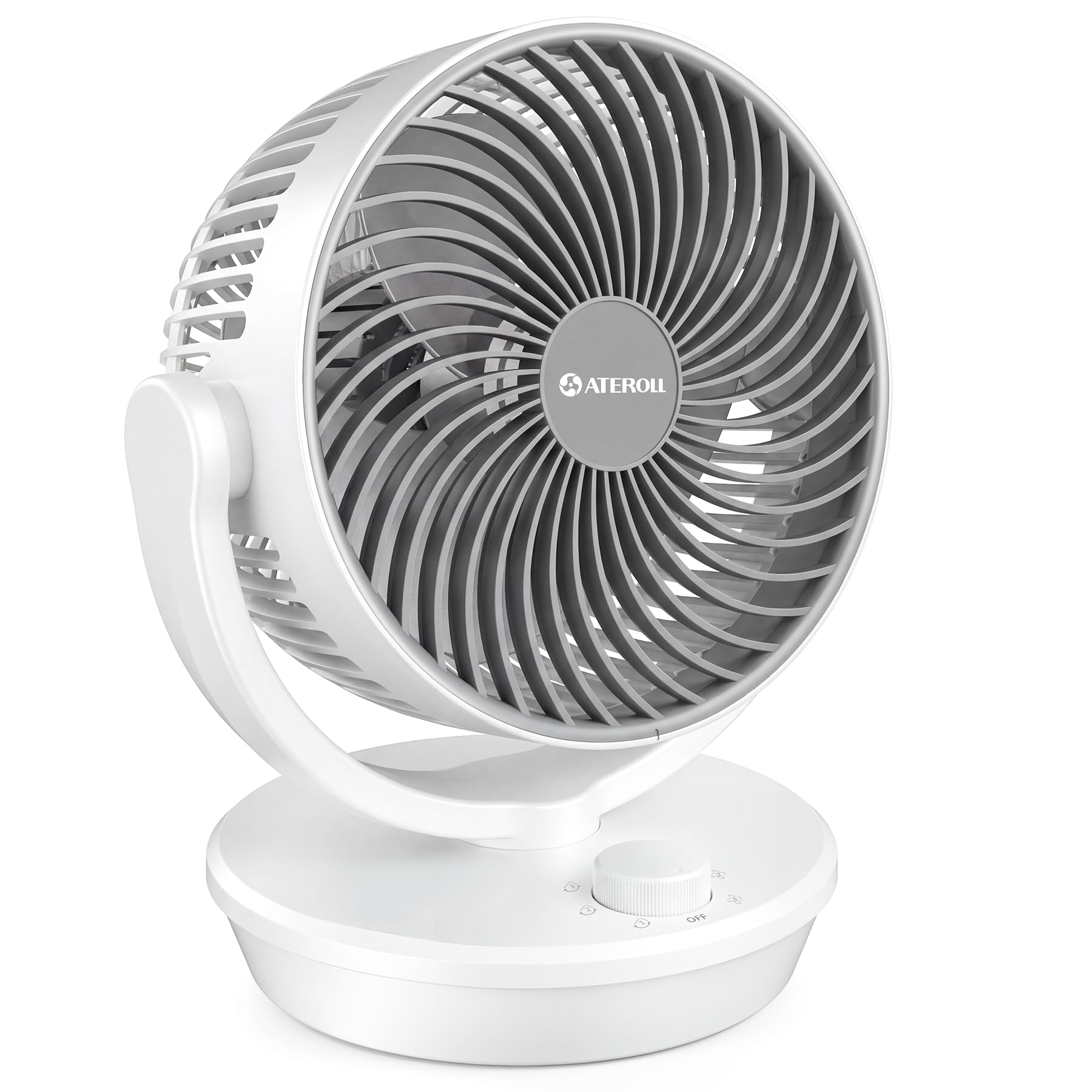 Ateroll Table Fan - 10.8” Air Circulator Fan with Oscillation, Small Desk Fan with 3 Wind Speeds, 130° Vertical & 100° Horizontal Oscillation, Ultra Quiet Cooling Fan for Living Room, Desk & Bedroom