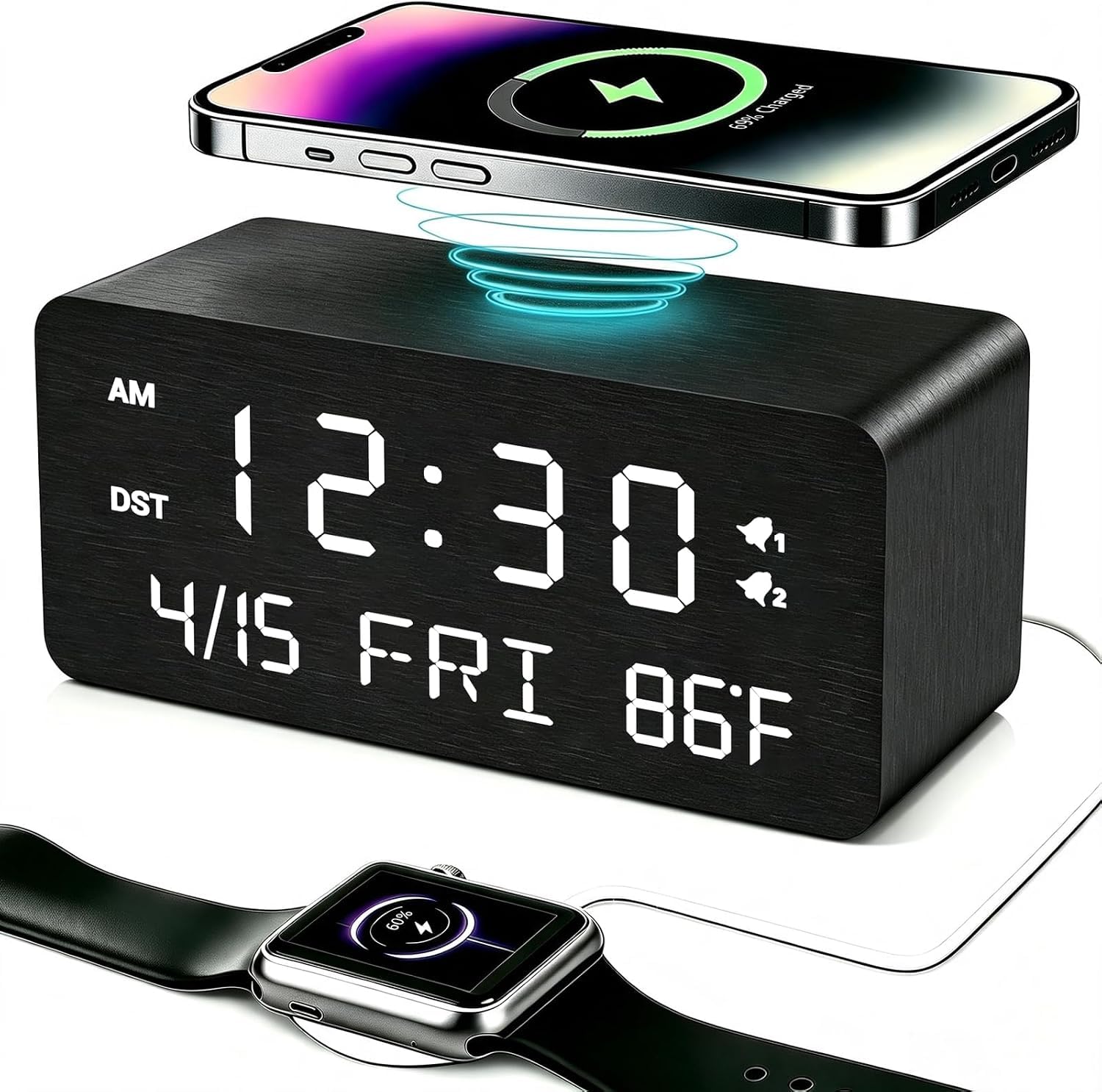Andoolex Wooden Digital Alarm Clock
