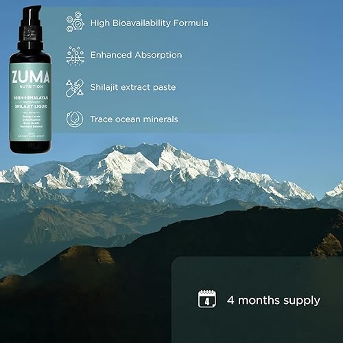 Miniatura 8 de Zuma Nutrition Tónico líquido Shilajit del Himalaya, vegetariano, hecho con shilajit silvestre y minerales oceánicos, suplemento mineral para apoyo
