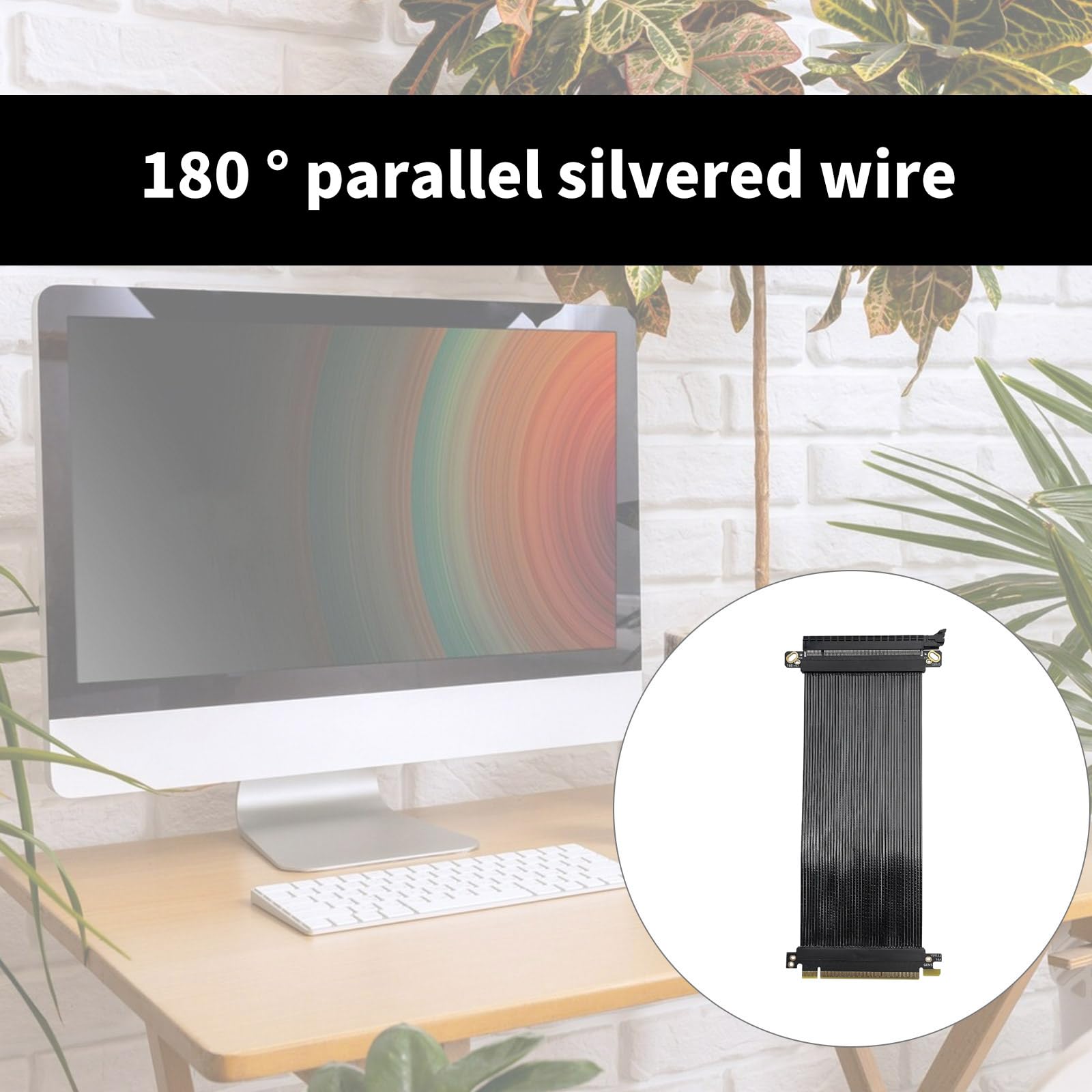 Cable plano de extensión de tarjeta gráfica PCIe 5.0 X16 de 0,9 mm con diseño paralelo de 180°, rendimiento de refrigeración optimizado