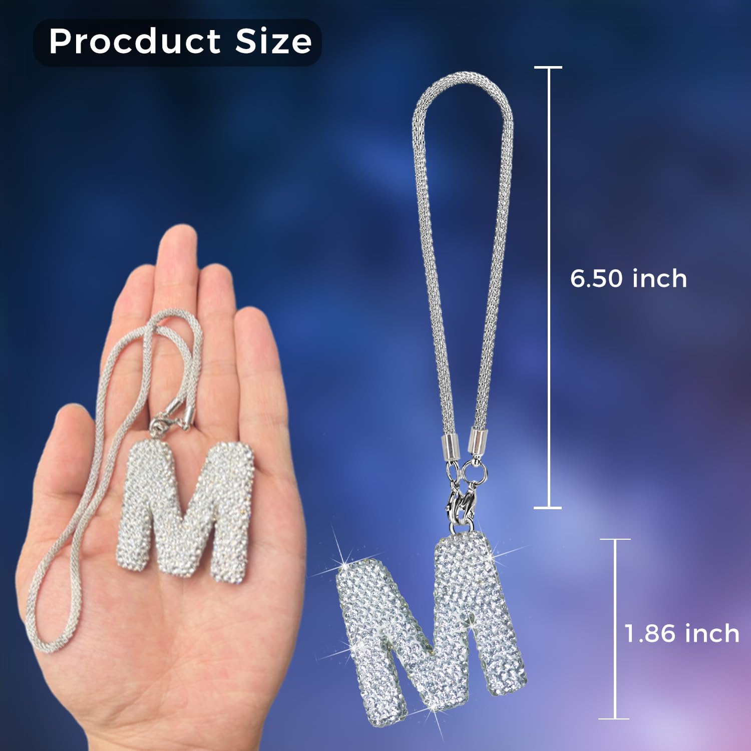 Bling Car Mirror Charm – Crystal Rhinestone Letter Pendant For Rearview Mirror Decoration - View #3