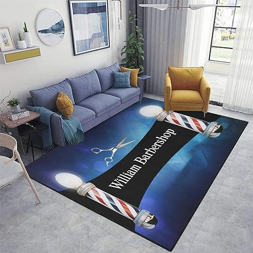 Miniatura 4 de Alfombra de barbería para suelo, alfombra personalizada con nombre, texto, antideslizante, tapete de yoga para dormitorio, sala de estar, 4 x 5.2
