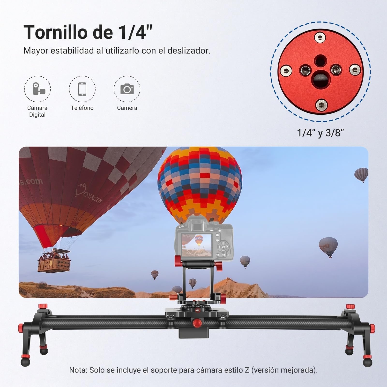Neewer Actualizado Z-Flex Cabezal Inclinación Trípode Tipo Z con 4 Perillas Ajuste/Fijación, Placa Liberación Rápida y Nivel Burbuja para Cámaras Trípode/DSLR/Control Deslizante