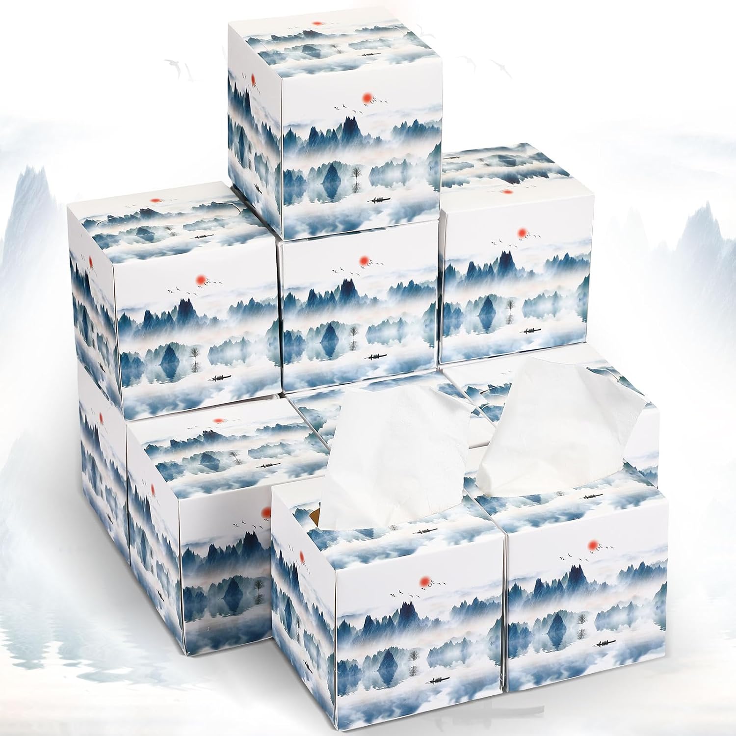 Hushee 12 Pcs Facial Tissues Boxes Oil Painting Style