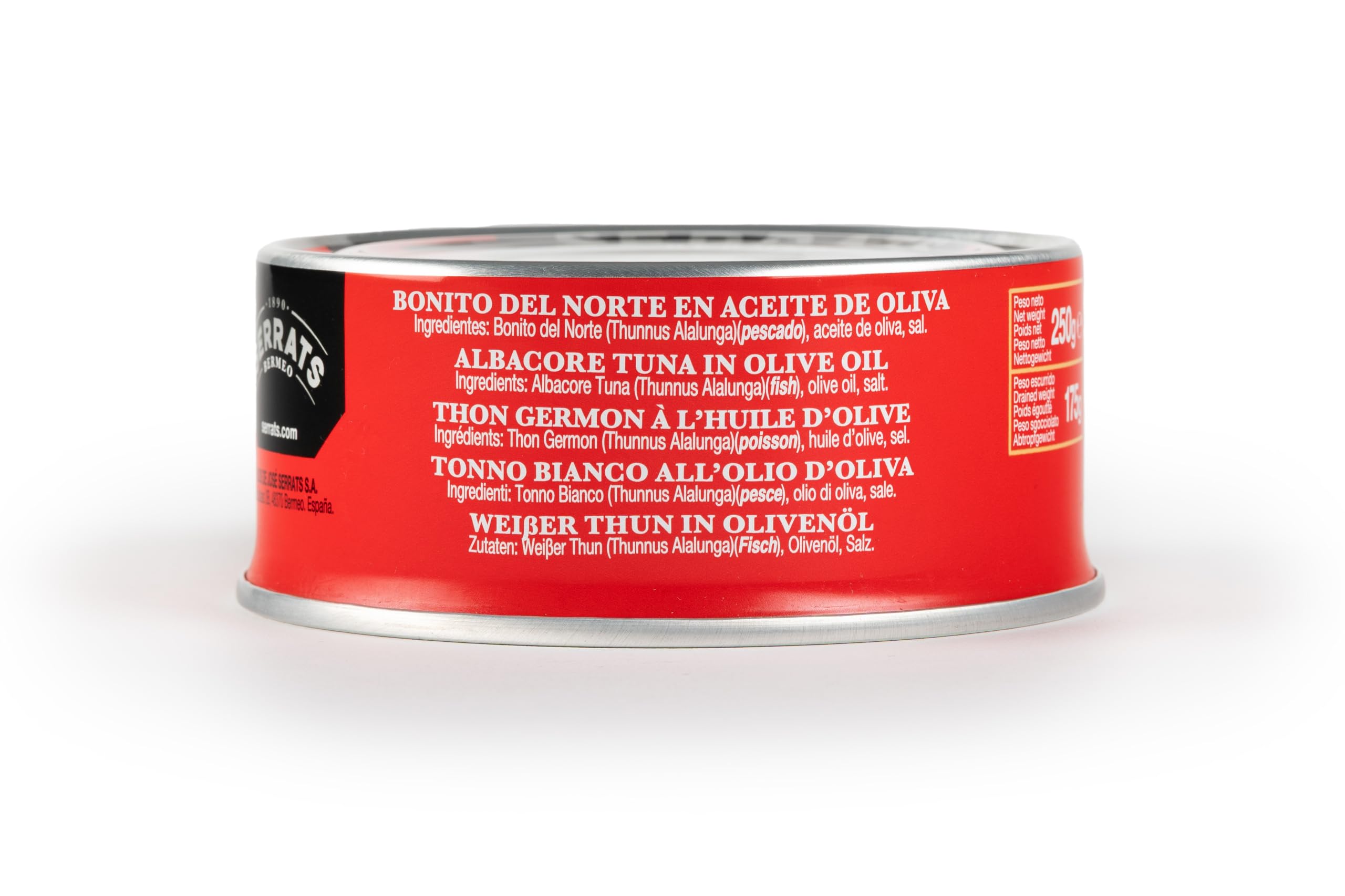 CONSERVAS SERRATS - Bonito del Norte del Cantábrico en Aceite de Oliva - 12 Latas x 250g (Total: 3000g) - Elaboración Artesanal desde 1890 - Sin Gluten - Rico en Omega 3 – Premium