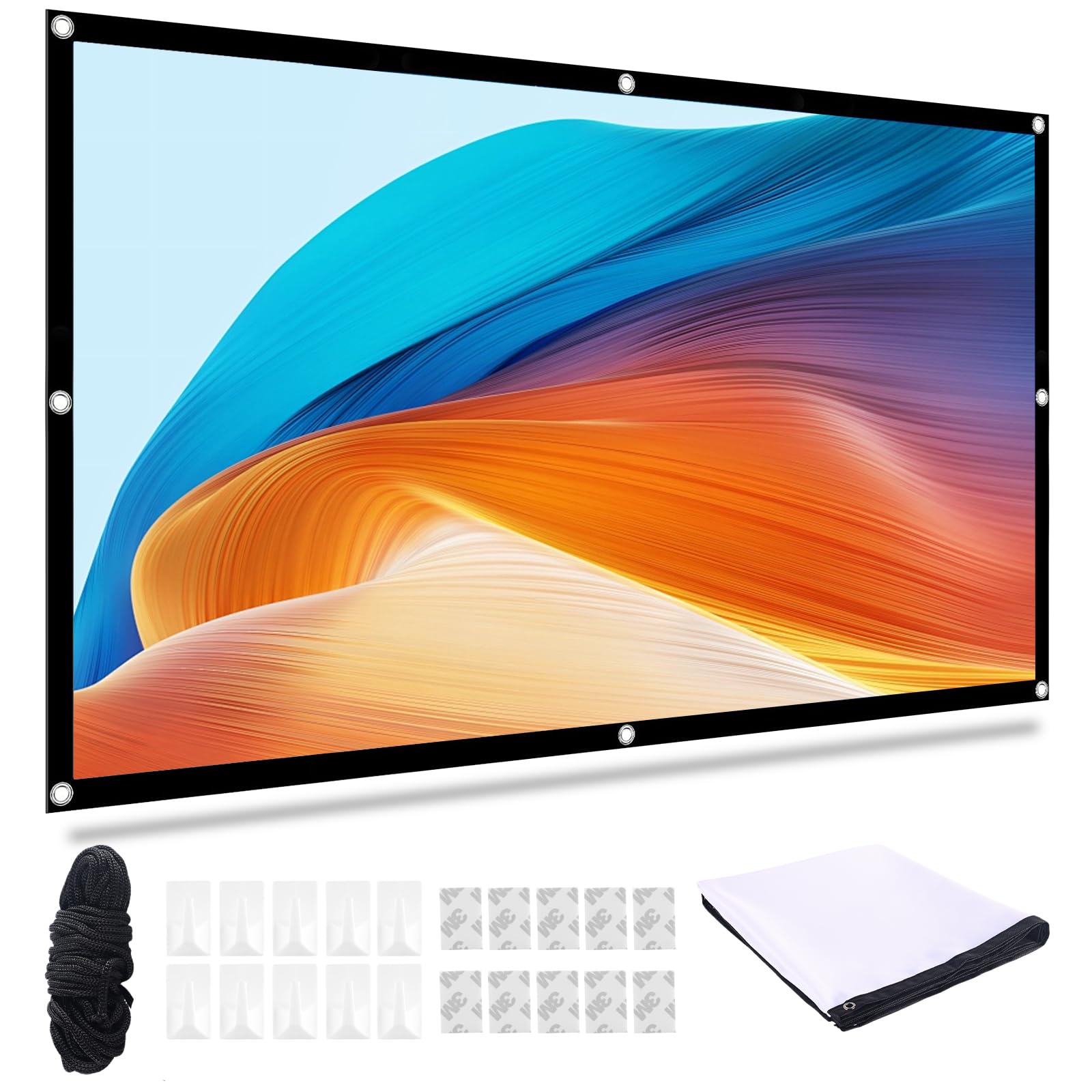 Pantalla de proyector de 60 pulgadas, portátil y plegable para cine en casa, cine en interiores y exteriores, pantalla de cine para escuela, cine en casa, oficina, 16:9