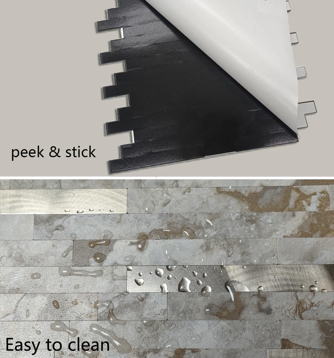 10pcs Peel and Stick Metallic Mosaic Wall Tiles,Waterproof, Heat-Resistant, Self-Adhesive Tiles for Bathroom, Kitchen, Living Room (Grey Coffee)