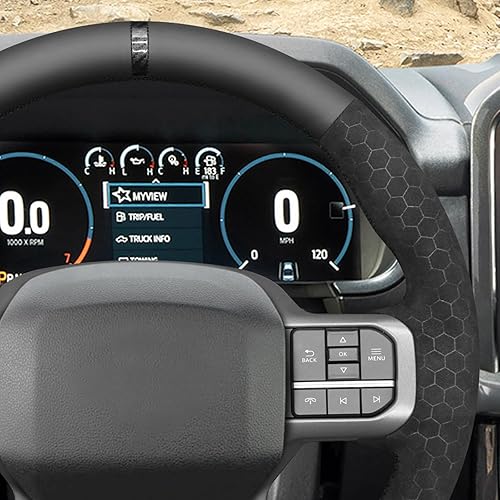 Miniatura 8 de MEWANT Hand Stitched Car Steering Wheel Wrap Cover for Ford F-150 2021-2023 / F-150 Lightning 2022-2023 Steering Wheel Accessories