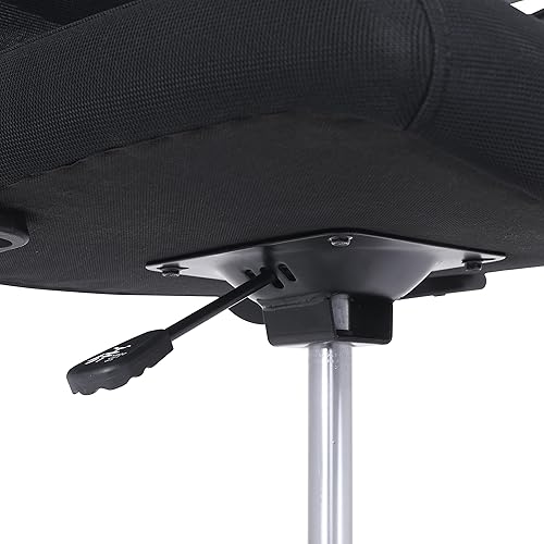 Miniatura 4 de Yaxa Basics Silla de redacción de malla con respaldo medio y reposapiés ajustable, brazos abatibles, color negro