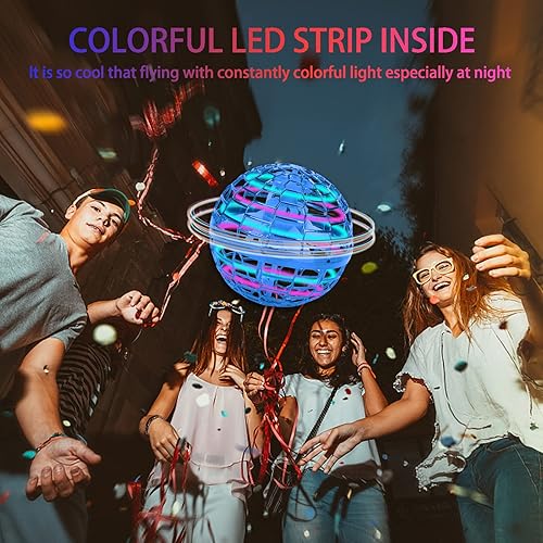 Miniatura 7 de Bola flotante para niños juguete para exteriores 360 bolas giratorias mágicas OVNI globo avión mejorado control de torbellino bola voladora LED luz