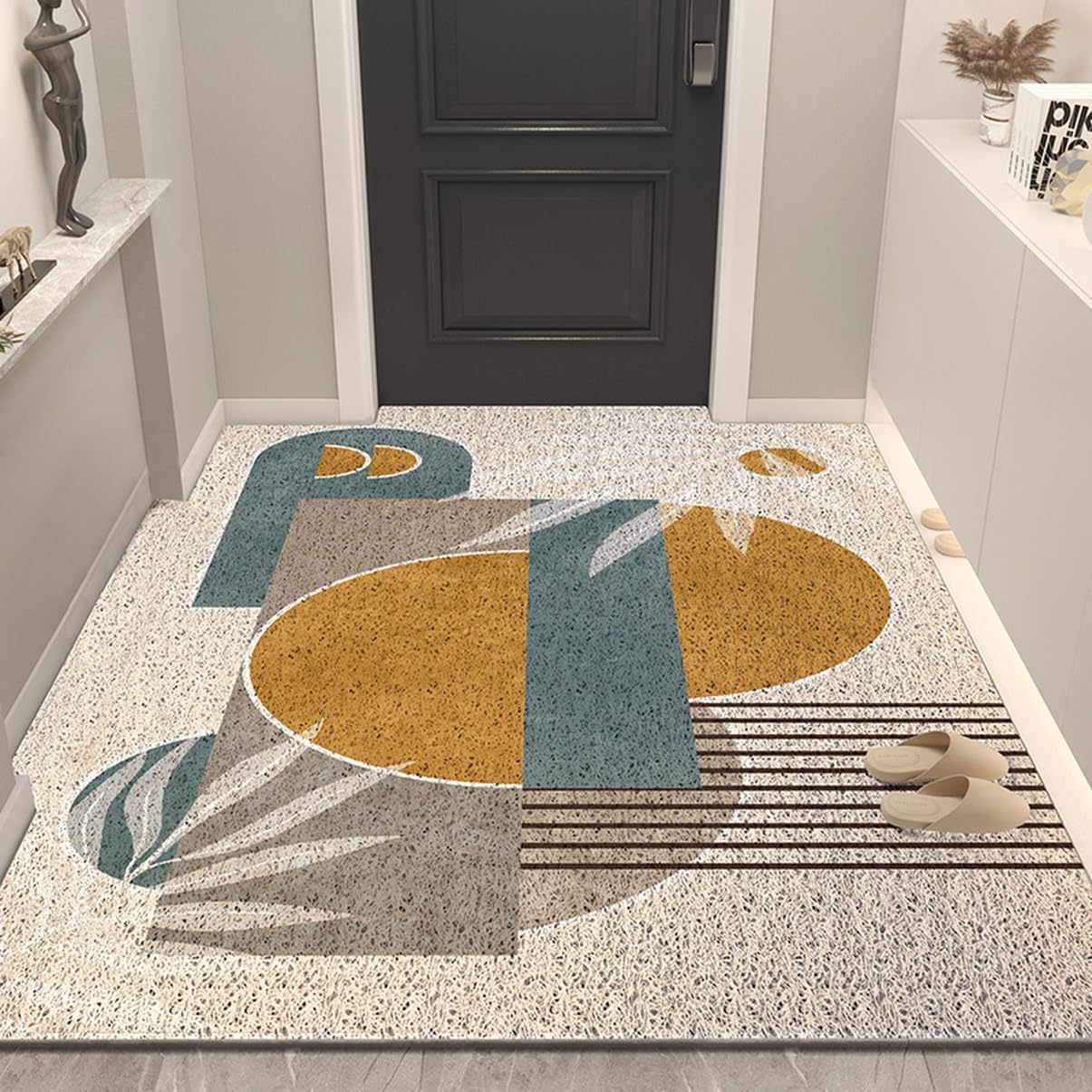 [XMTAN] 玄関マット インドアマット 滑り止め 業務用 ポリ塩化ビニル マット シンプル 泥落とし 花柄 大判 洗える 12