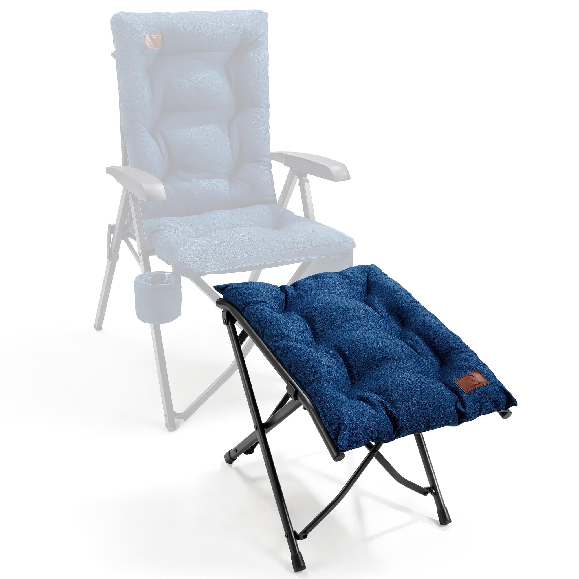 EVER ADVANCED Folding Camping Footrest, Ergonomical Ottomans for Living Room, Collapsible Garden Footstool, Lightweight Leg Rest with Carry Bag for Bedroom, Garden, Blue