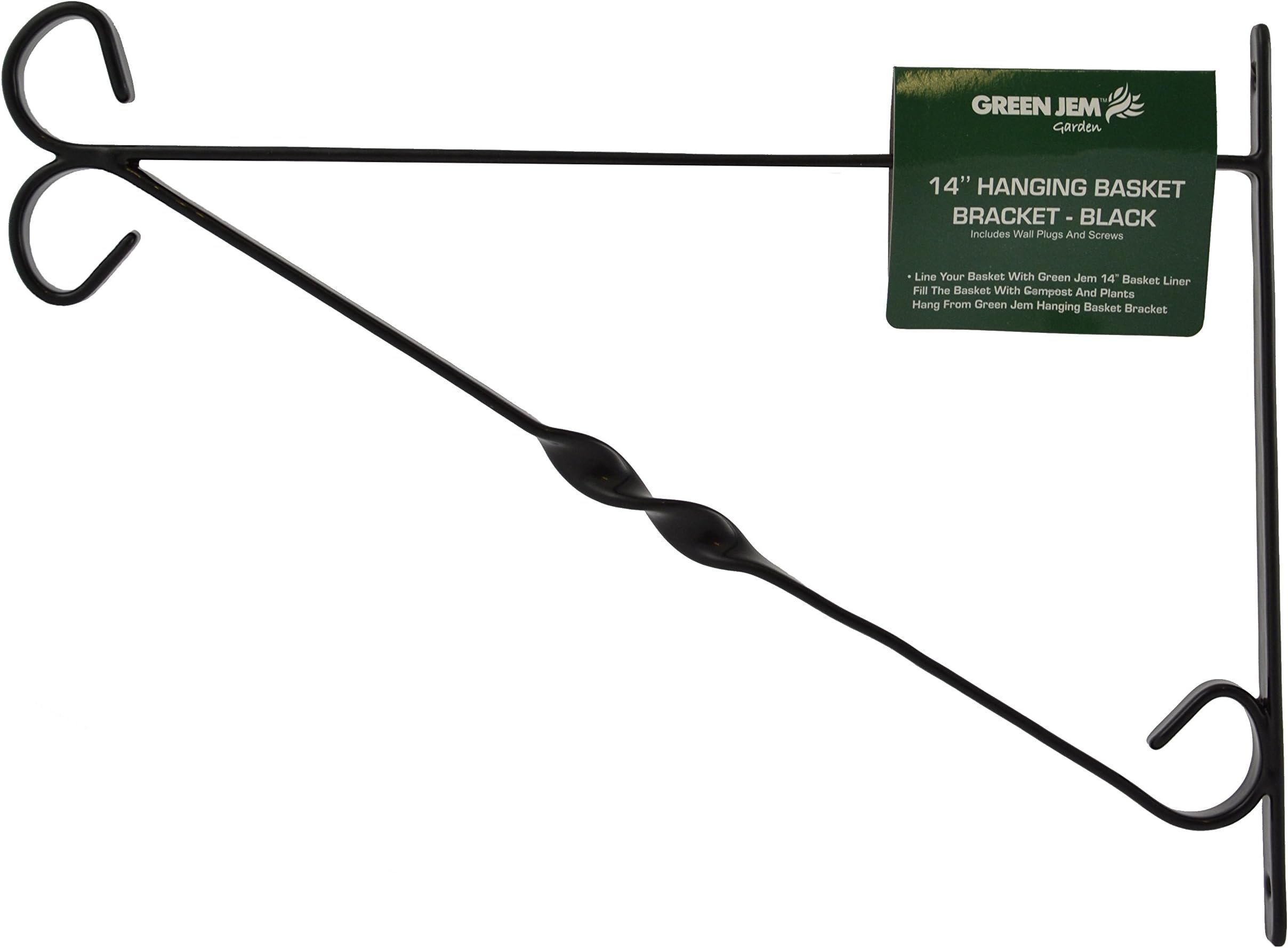 14-Inch Hanging Basket Bracket - Black