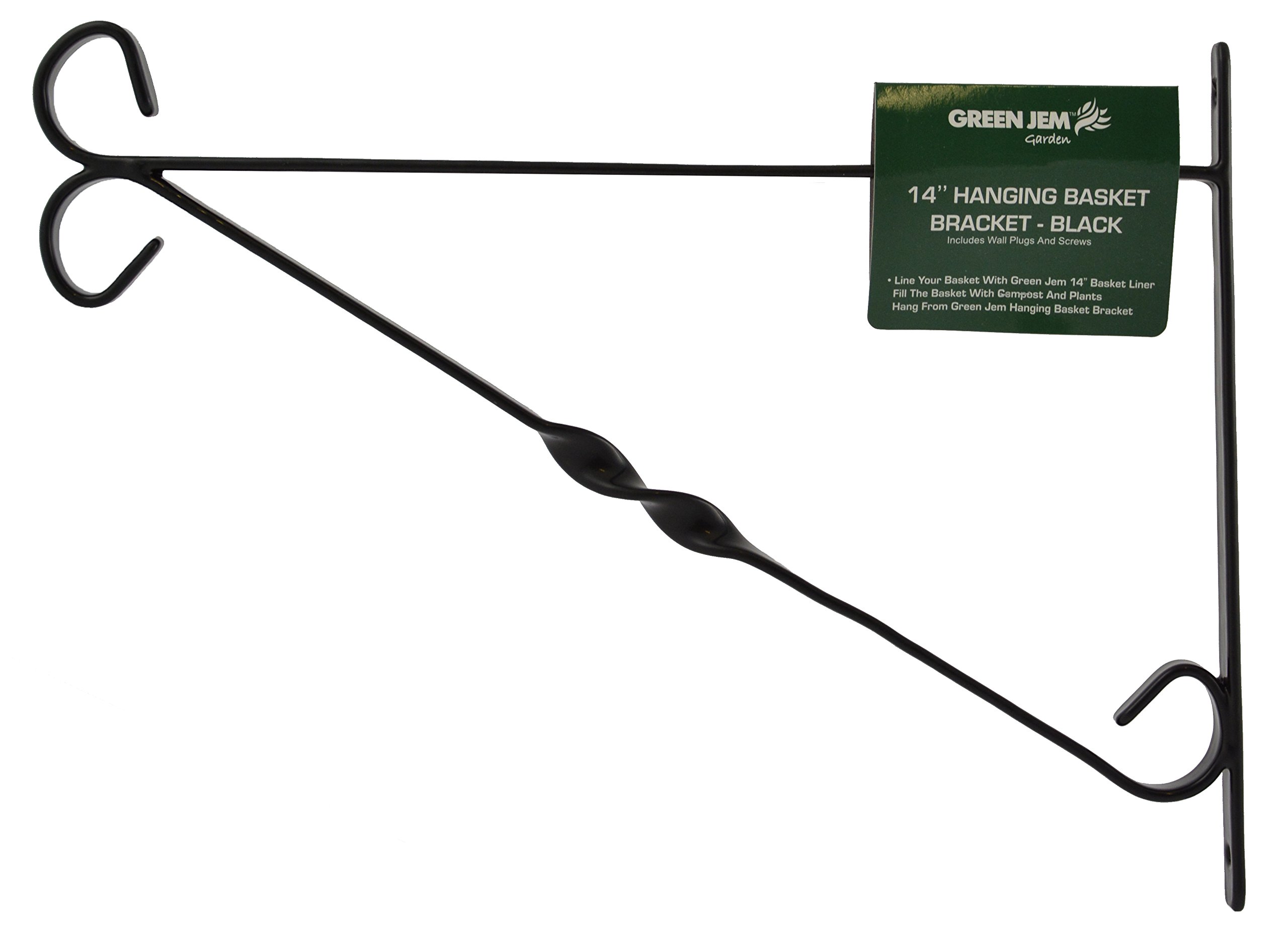 14-Inch Hanging Basket Bracket - Black