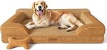 CWAWZ Extra Large Dog Bed, Orthopedic Dog Bed with Cooling Gel Memory Foam, Waterproof XL Pet Bed with Removable Washable Cover, 42" Pet Sofa Couch Dutch Velvet with Bone Toy, Black