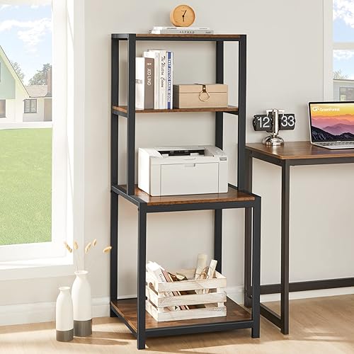 Miniatura 9 de GreenForest Escritorio para computadora con soporte para monitor y estantes de almacenamiento reversibles soporte para impresora con estante de