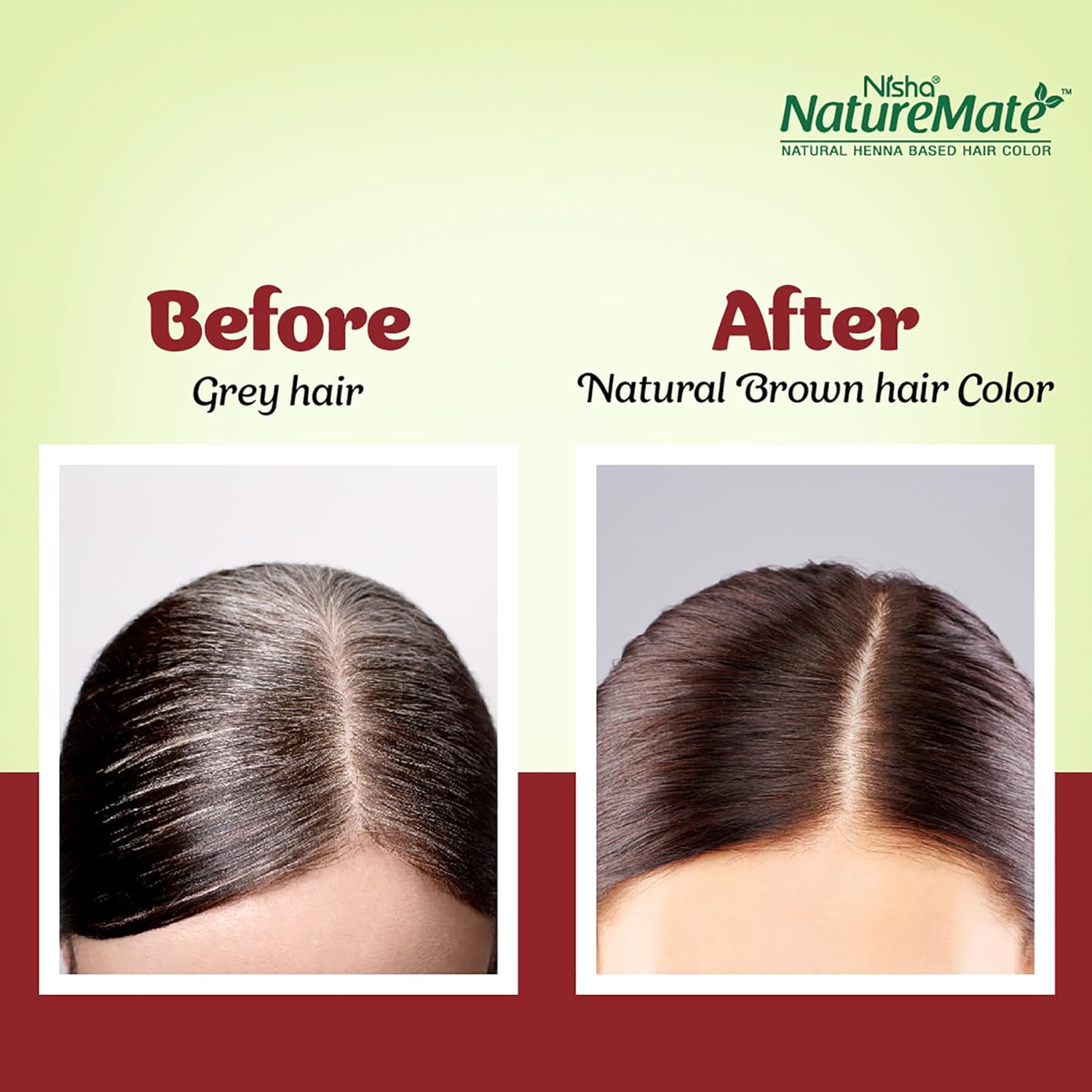 Nisha Nature Mate Henna-Based Hair Color Powder 10g Sachet Pack of 10 - Natural Brown | No Ammonia, No Harmful Chemicals | Ideal for Healthy, Long-Lasting Hair Color