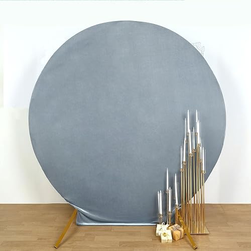 Miniatura 6 de Efavormart - Funda para telón de fondo redondo de terciopelo suave metálico de 7.5 pies, cubierta de arco de boda, 2 lados