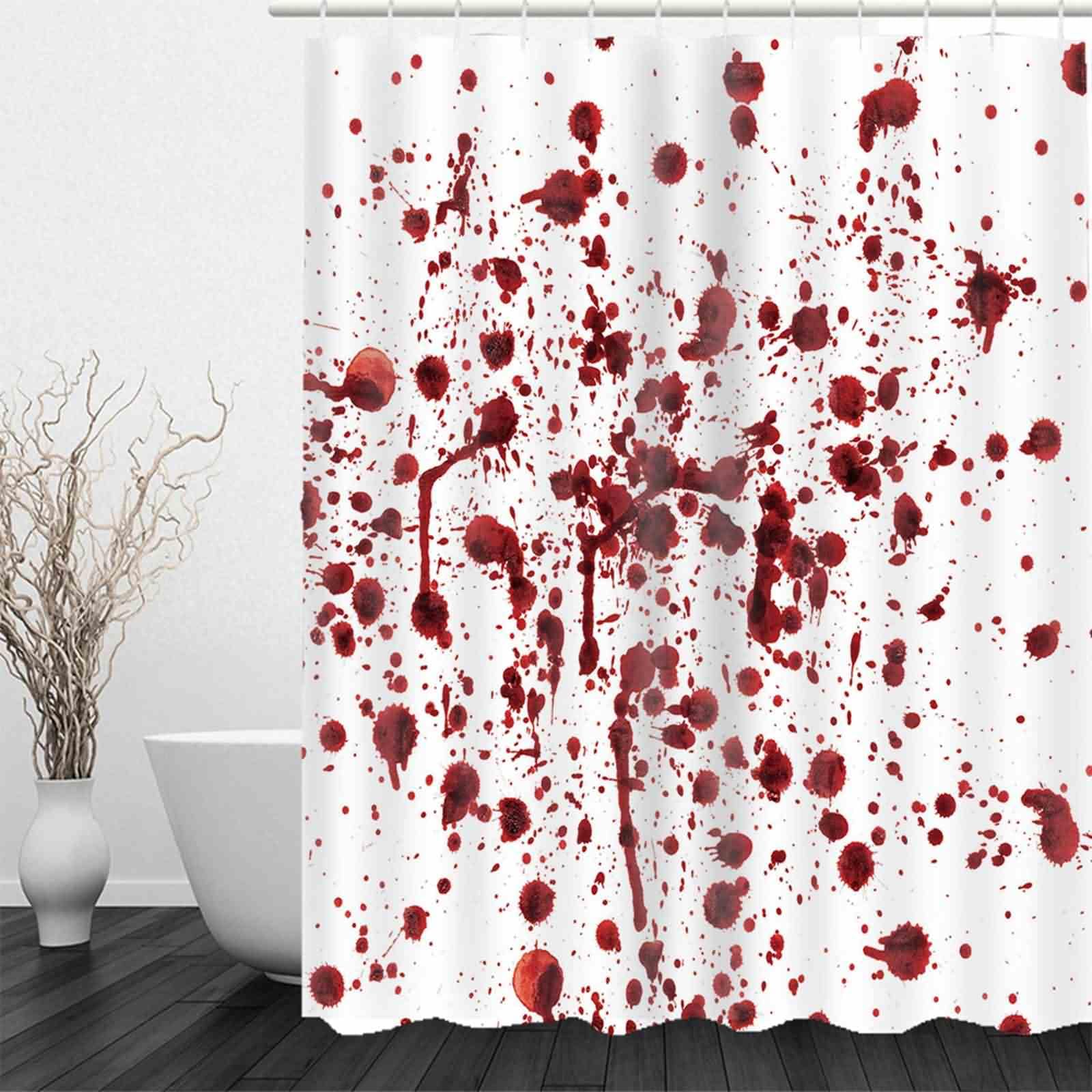 Rideau Douche Lin Rideaux Tissu Lavable Peinture Goutte d'eau Rouge Geometrique Baignoire Blanc Gris pour Salle Bains, Extra Large, Longueur Sol 220x180cm