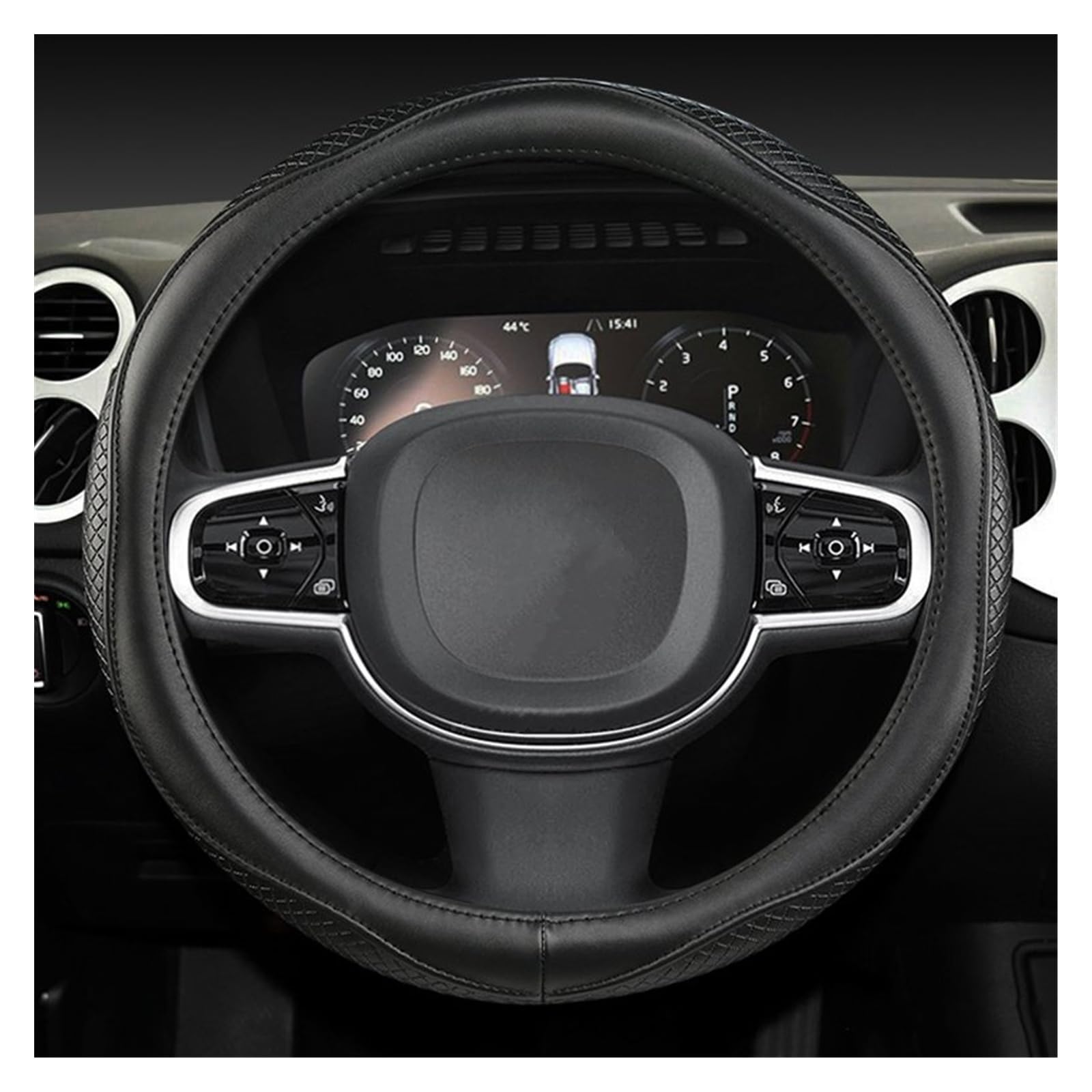 Protector para Volantes para Volvo XC40 para XC60 para XC90 V40 para S90 S80 para S60 S40 Funda Volante Cuero Genuino 38 Cm Y 15 Pulgadas, Antideslizante(Negro)