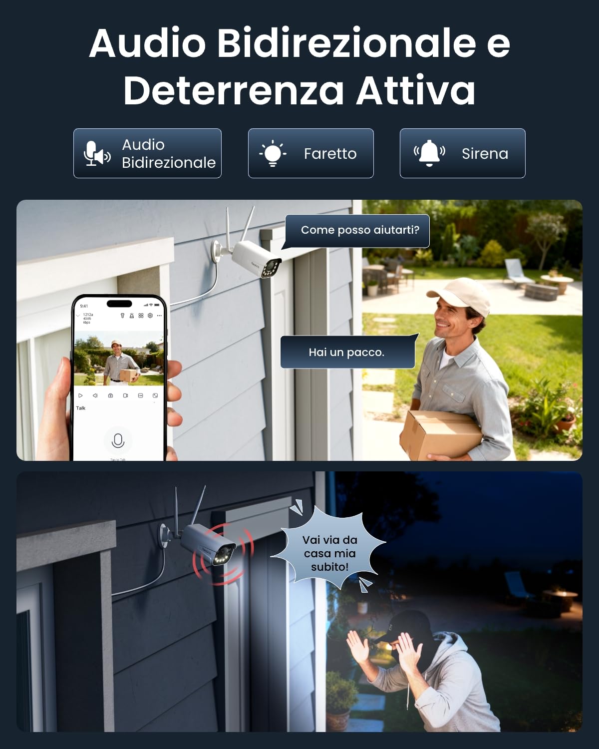 Reolink 4K 8MP Telecamera Wi-Fi Esterno con 5X Zoom Ottico, Rilevamento di Persona/Veicolo/Animale, Videocamera di Sorveglianza con Wi-Fi 6, Visione Notturna a Colori, Audio Bidirezionale, RLC-811WA