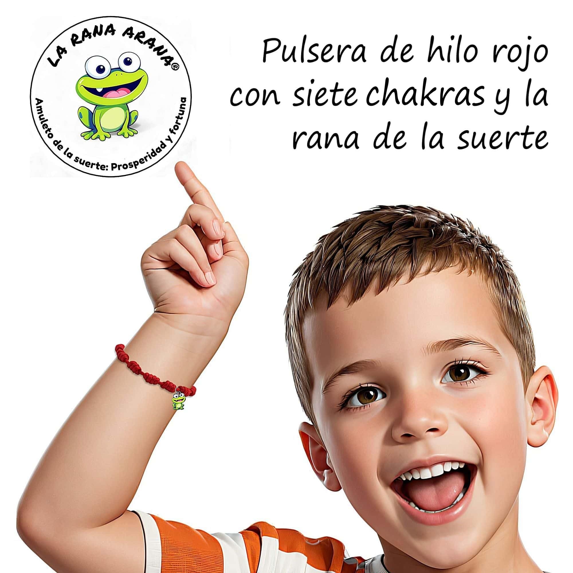 Pulsera 7 chakras con nudos roja para bebés y niños - Hilo rojo protección energía negativa contra el mal de ojo - Amuleto para la buena suerte - Talla pequeña