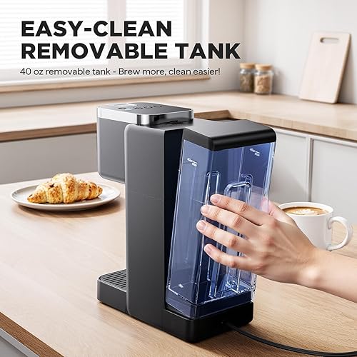 Miniatura 6 de Cafetera de una sola porción, máquina de café helado y caliente para taza K y molidos, diseño compacto, depósito de agua extraíble de 40 onzas,