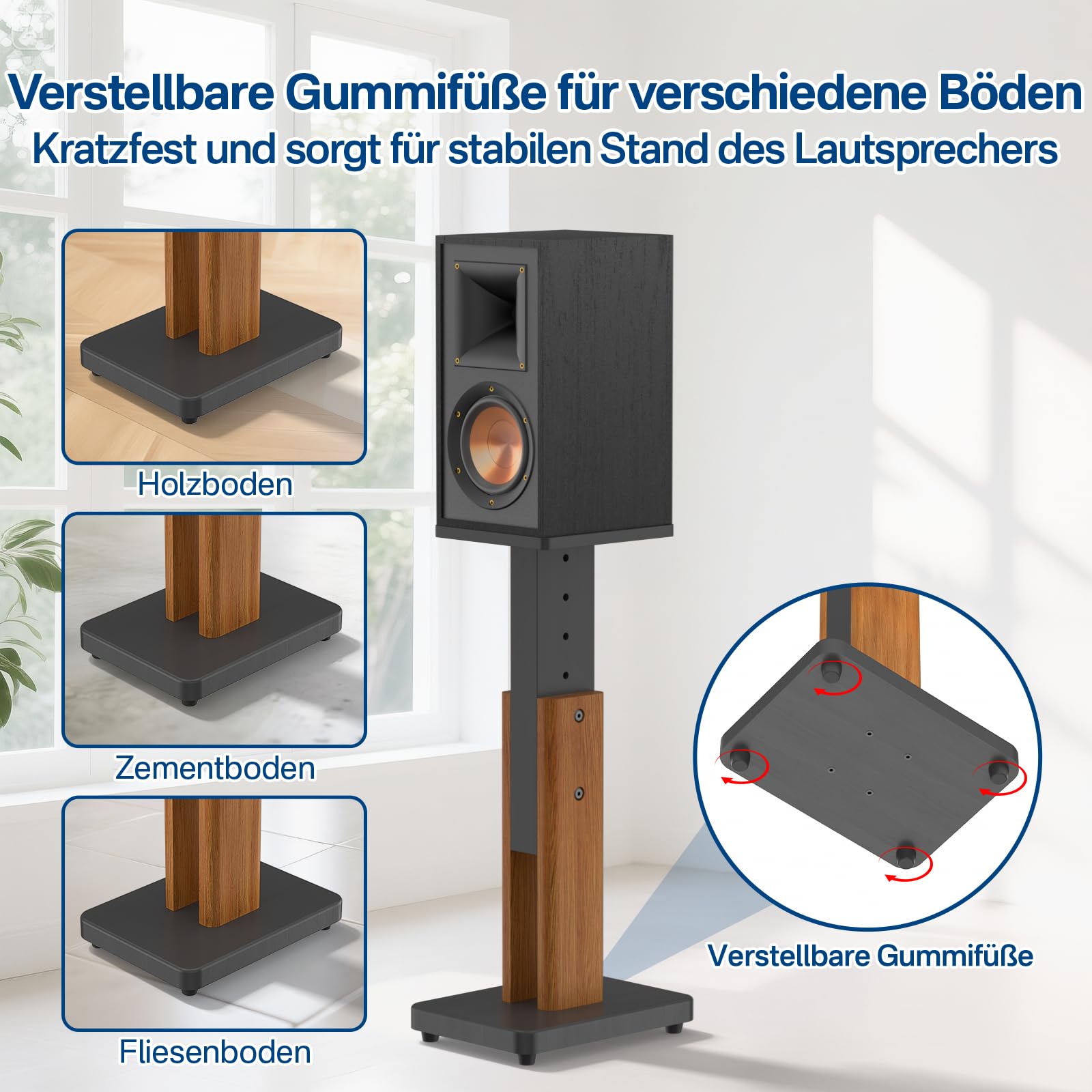 Supporti per altoparlanti regolabili in altezza adatti alla maggior parte dei satelliti, supporti per Klipsch, Edifier, Yamaha e JBL Bookshelf, capacità di carico di 50 libbre e clip per cavi.
