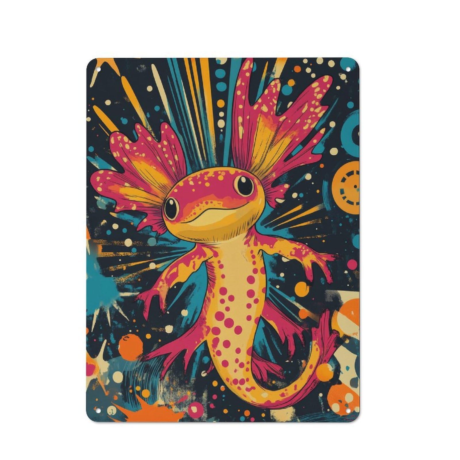 Junmoney Axolotl In Space Playful Vintage Metal Wall Sign 40X30cm For Café Or Restaurant, For Metal Sign Collectors, For Garage And Workshop Walls