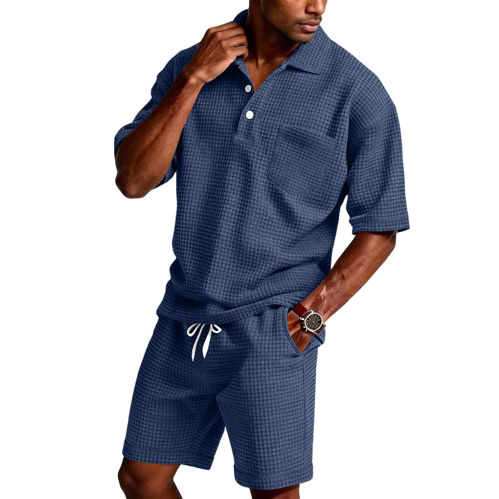 Ropa Hombre Eleganti Conjunto Verano Polos Manga Corta y Pantalones Cortos Chandal Verano Hombre