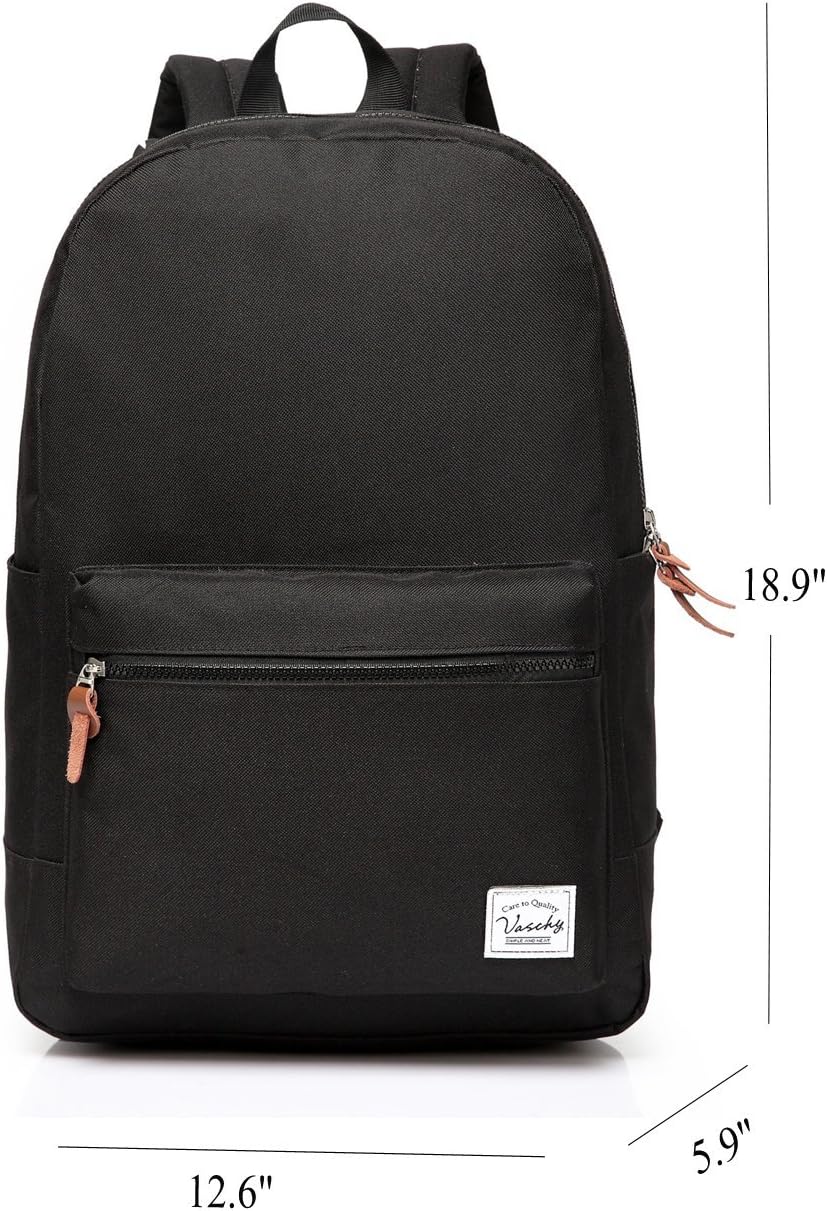VASCHY School Backpack, Unisex Slim Lightweight Water-resistant Backpack for Men Women College Schoolbag Travel Bookbag - Image 2