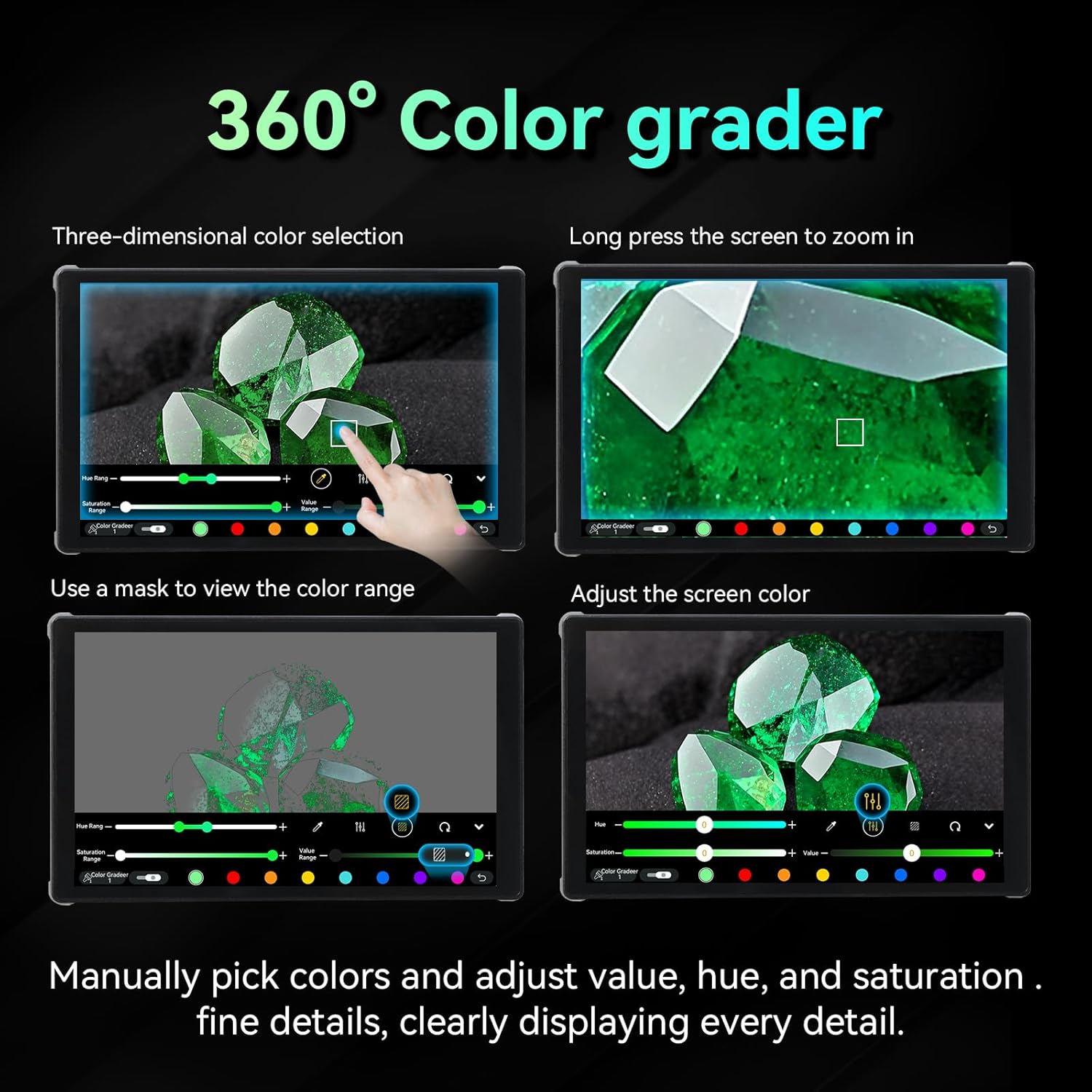 Portkeys PT5 III Camera Monitor 5.4" 800nits Field Monitor with USB 3.0 Type-C Port Support Waveform, Histogram, Peaking, False Color, and 3D LUT Function for DSLR Camcorder with NP-F550 Battery