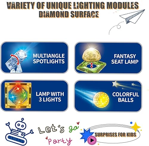 Miniatura 3 de 110 azulejos magnéticos, bloques de construcción magnéticos iluminados en 3D para niños, juguetes creativos de dinosaurios, juguetes educativos